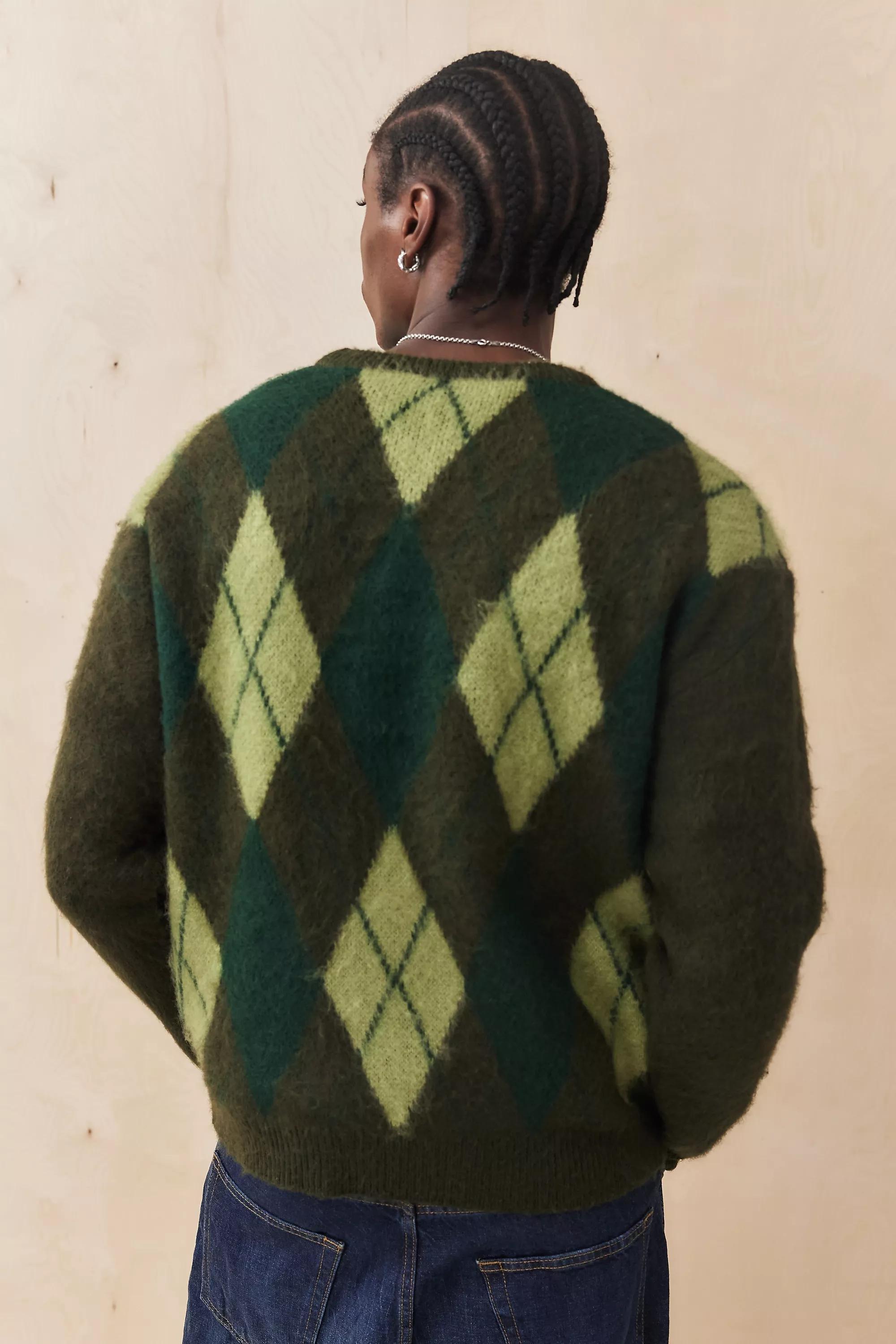 Green Bdg Argyle Knit Jumper, , large image number 3