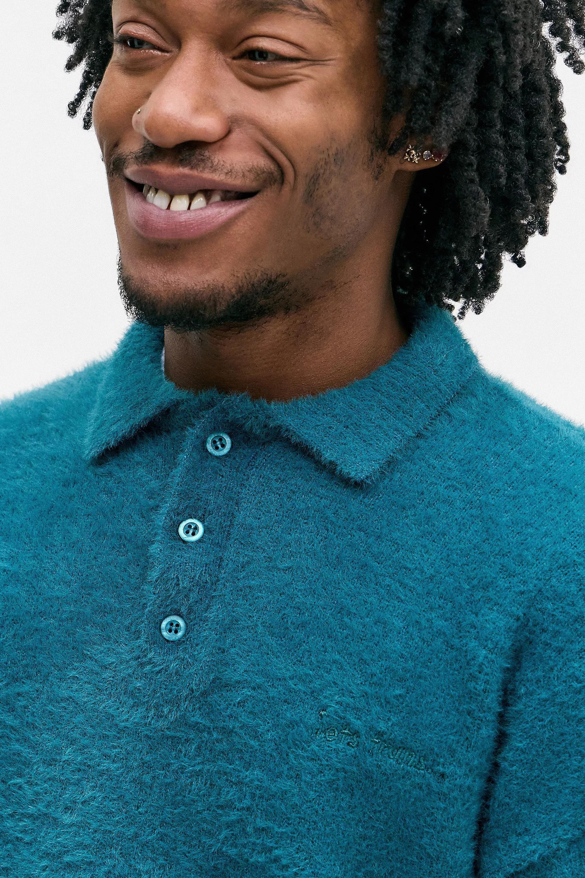 Blue UO Eyelash Polo Shirt, , large image number 1