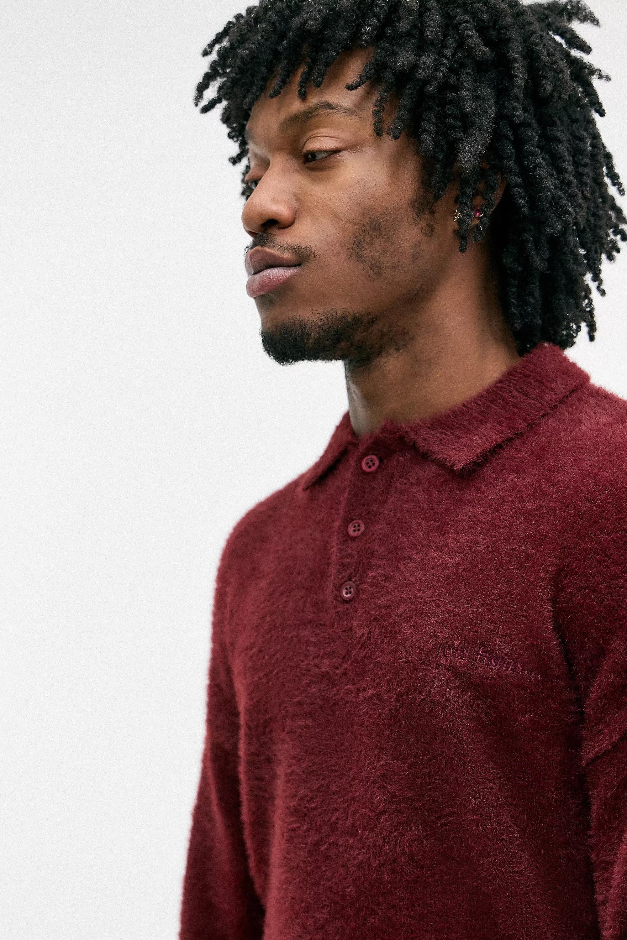 Burgundy UO Eyelash Polo Shirt, , large image number 2