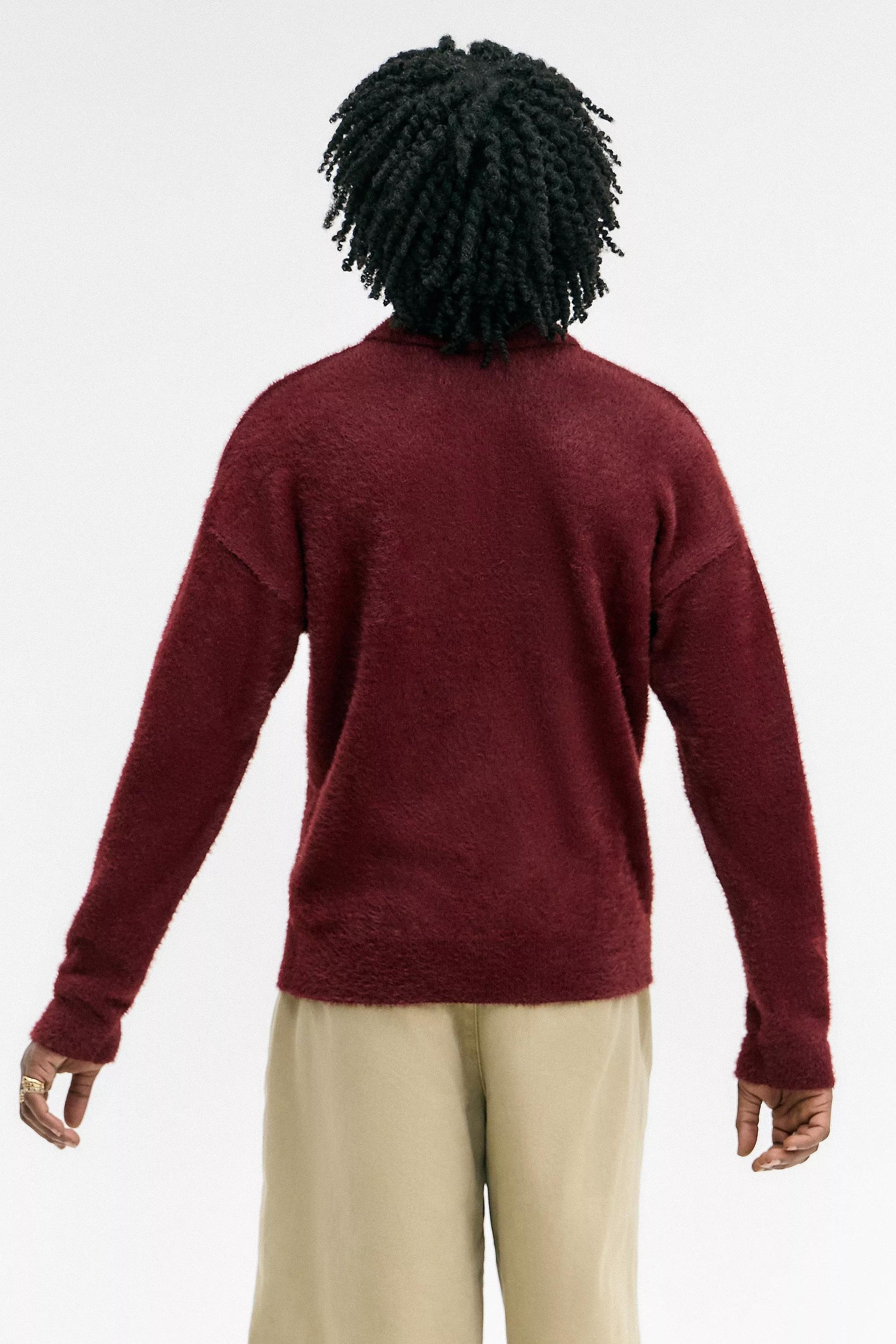 Burgundy UO Eyelash Polo Shirt, , large image number 3
