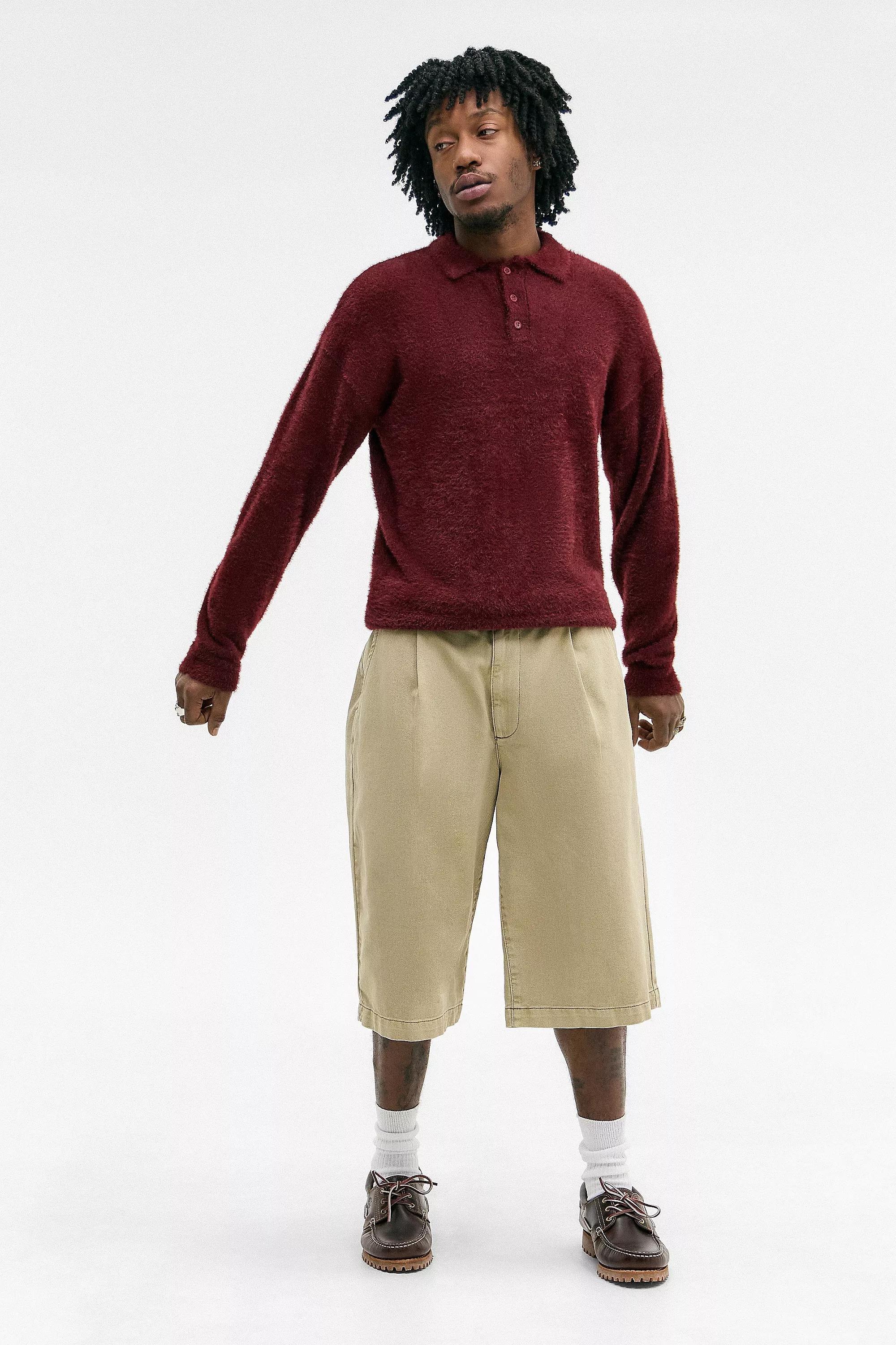Burgundy UO Eyelash Polo Shirt, , large image number 4