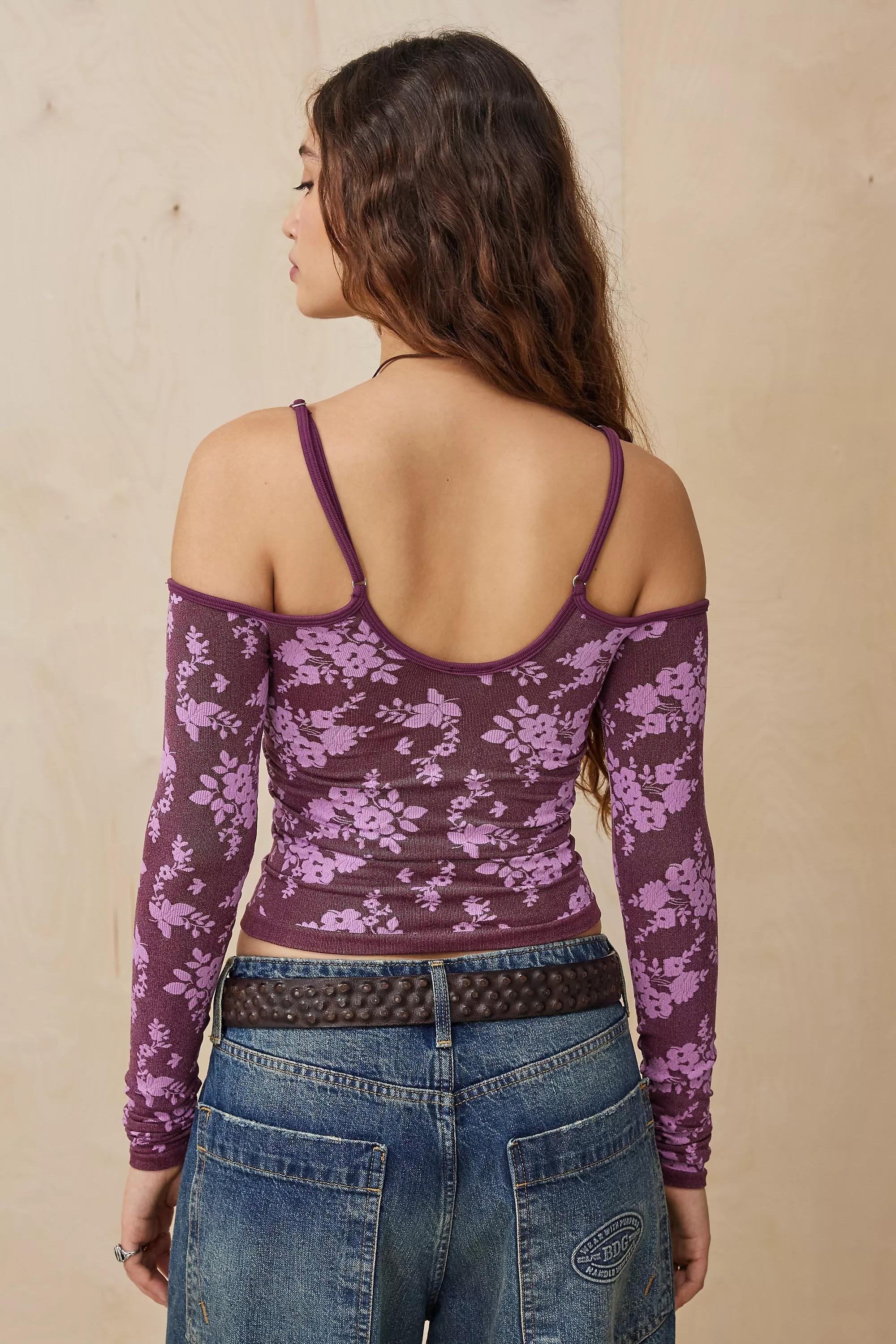 Purple Silence + Noise Maisy Floral Jacquard Top, , large image number 3