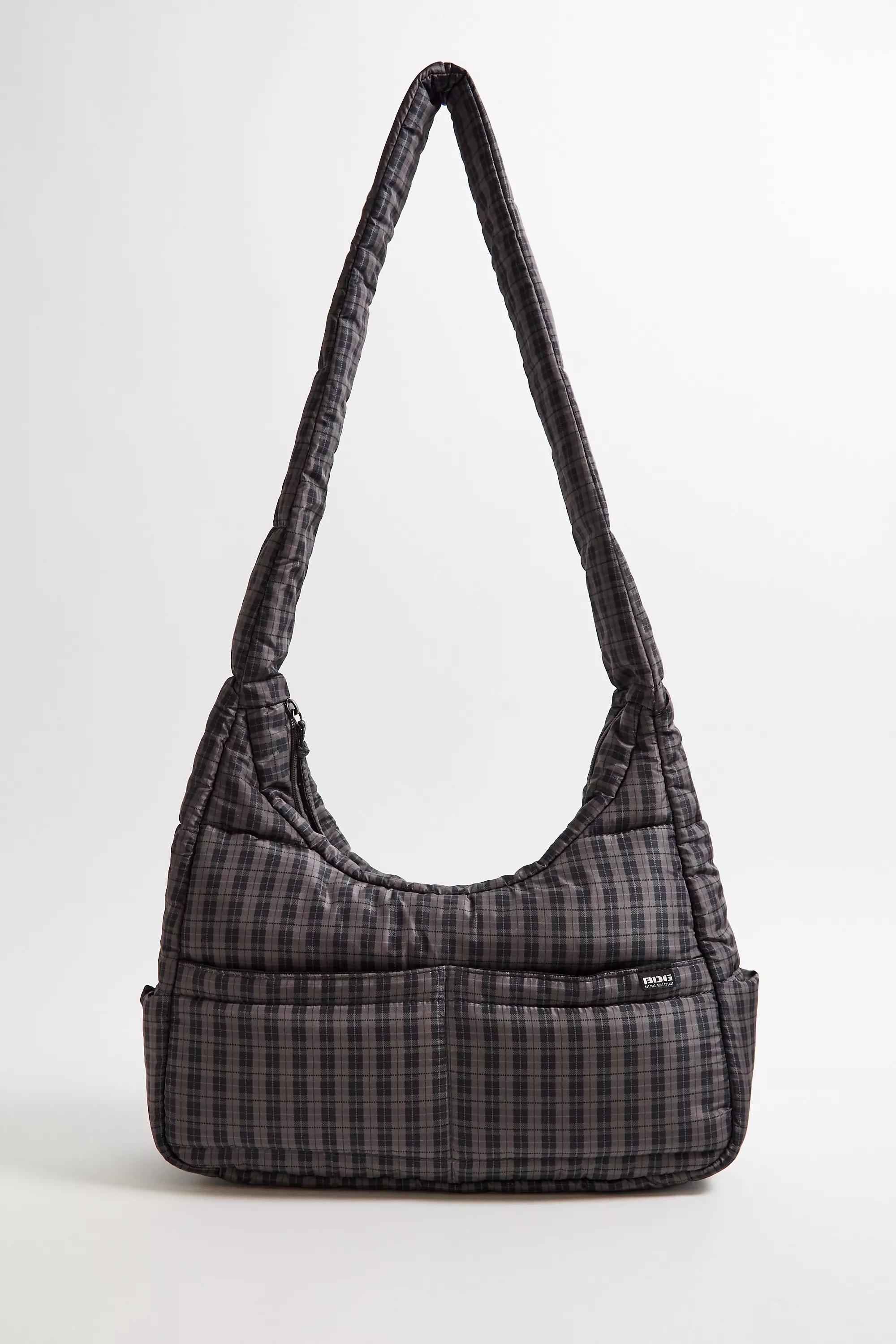 Brown Bdg Fin Check Quilted Crossbody Bag, BRN, large image number 1