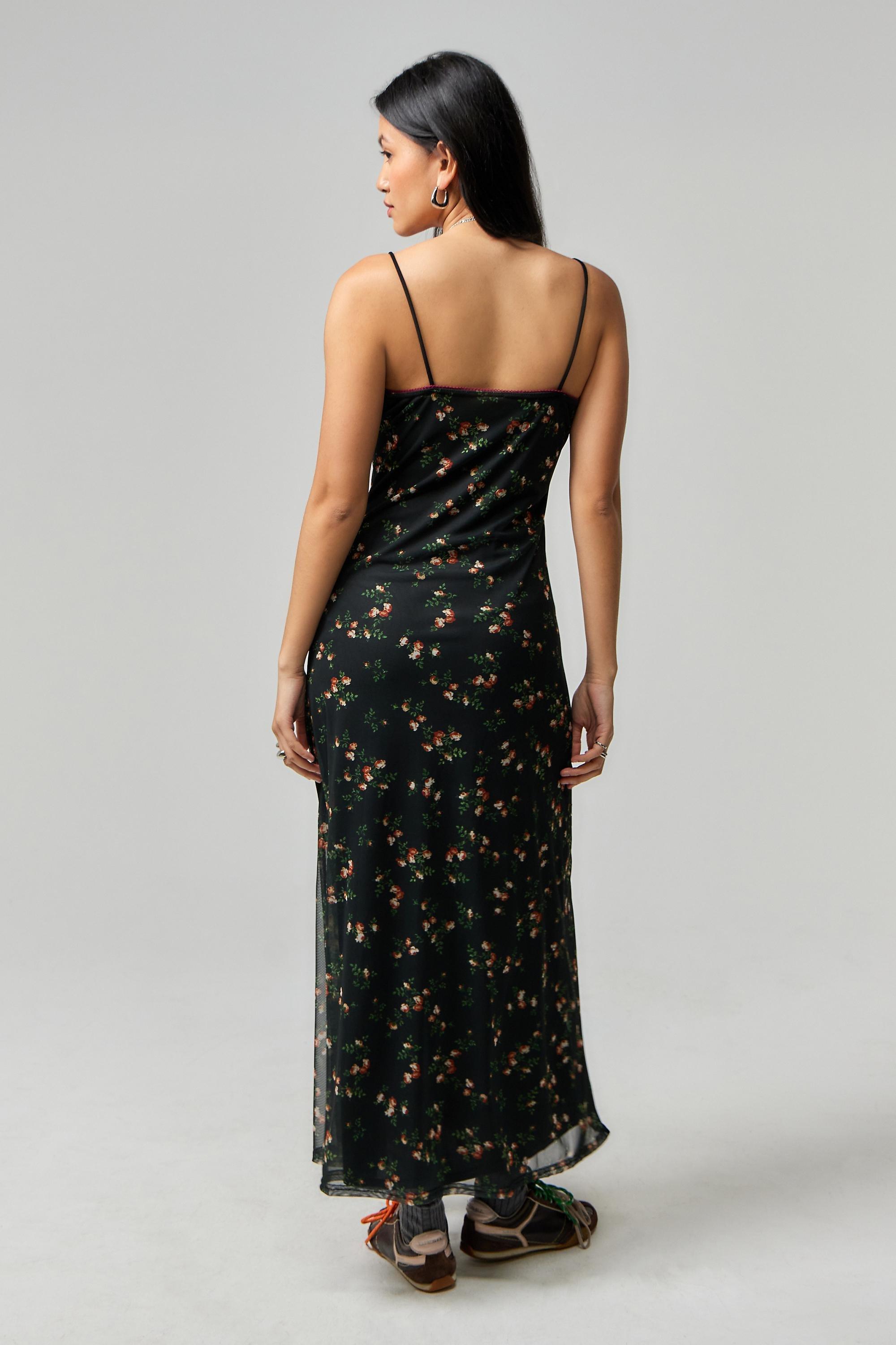 Black Uo Floral Mesh Maxi Dress, , large image number 3