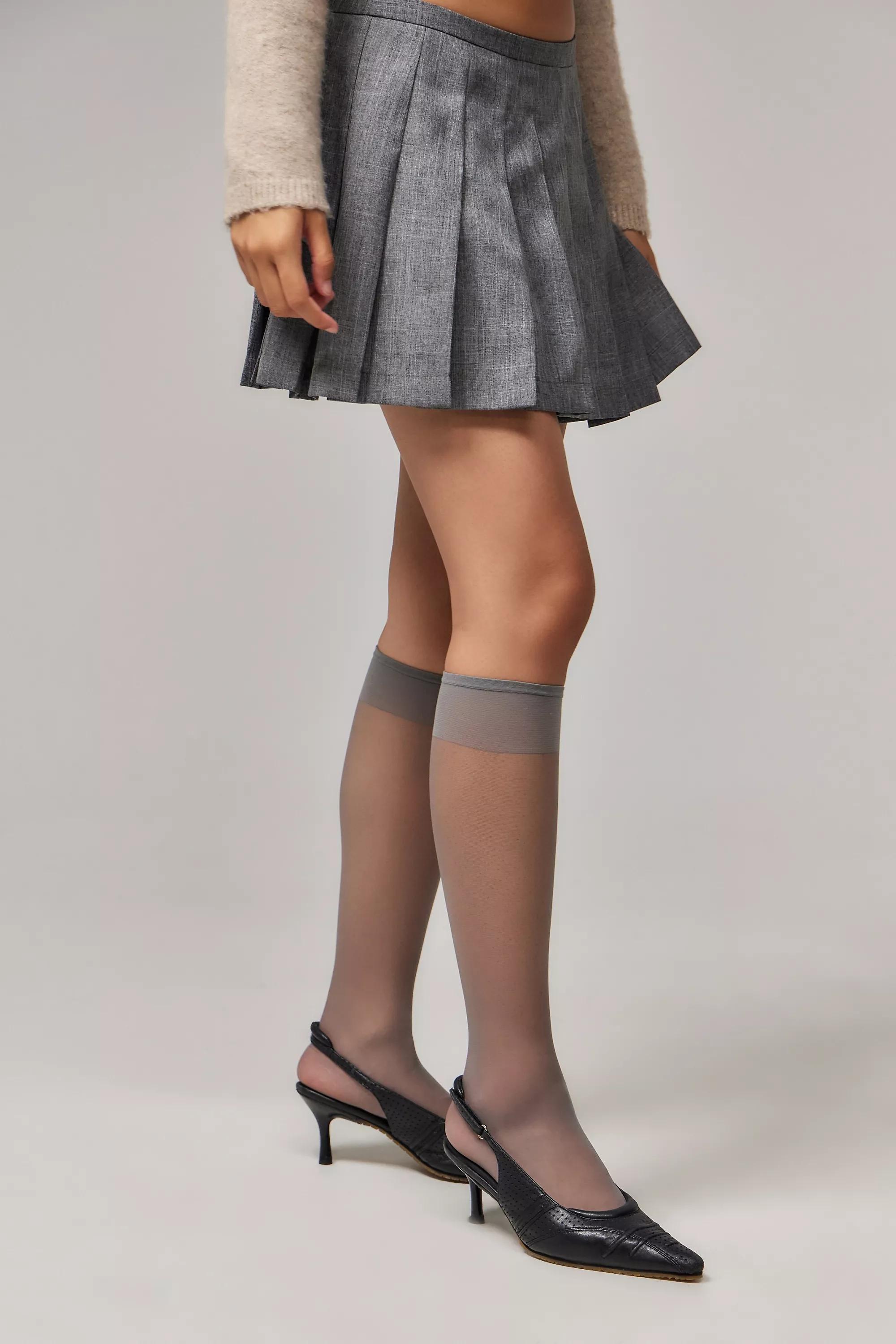 Grey Classic Sheer Knee High Sock, GREY, large image number 0