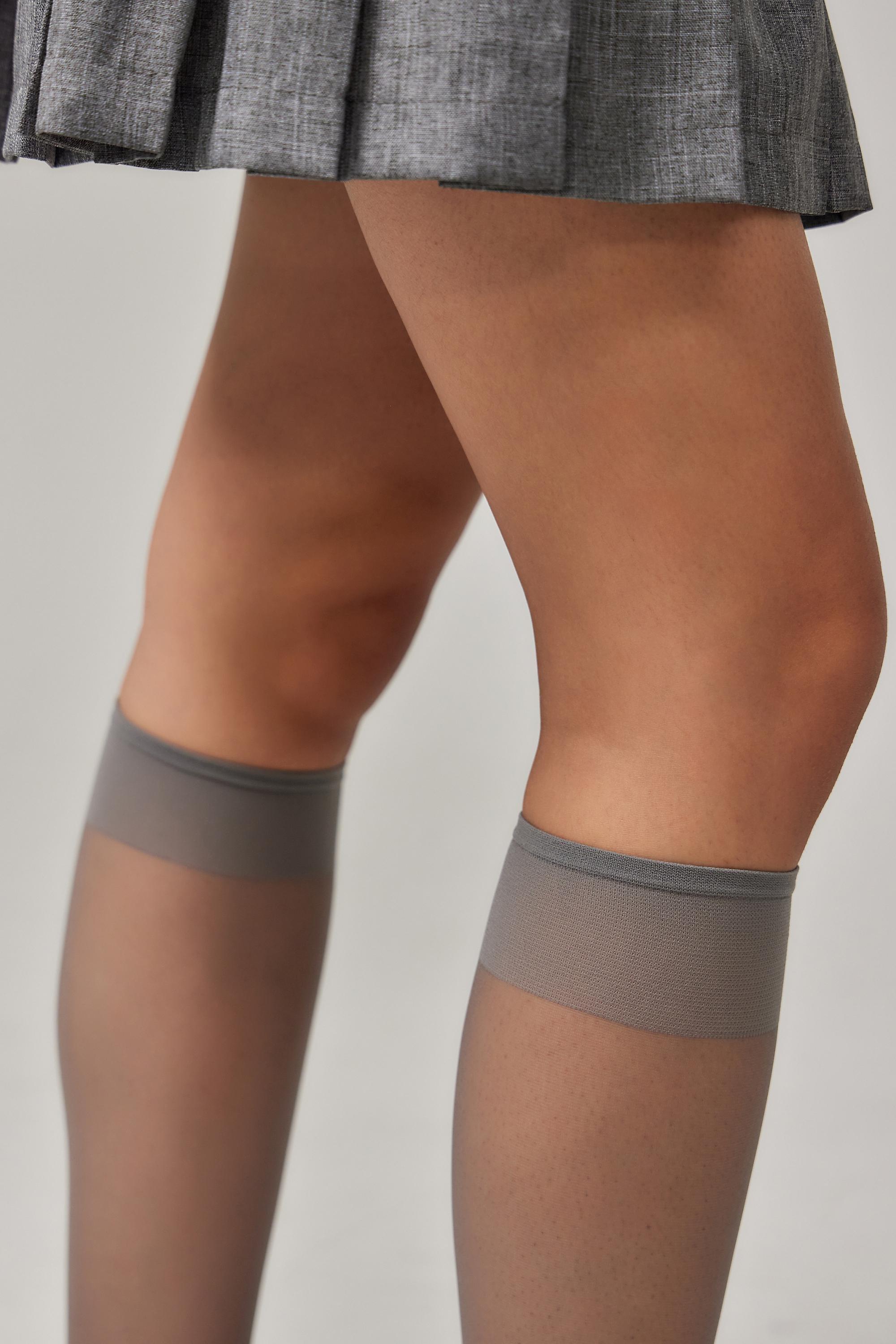 Grey Classic Sheer Knee High Sock, GREY, large image number 2