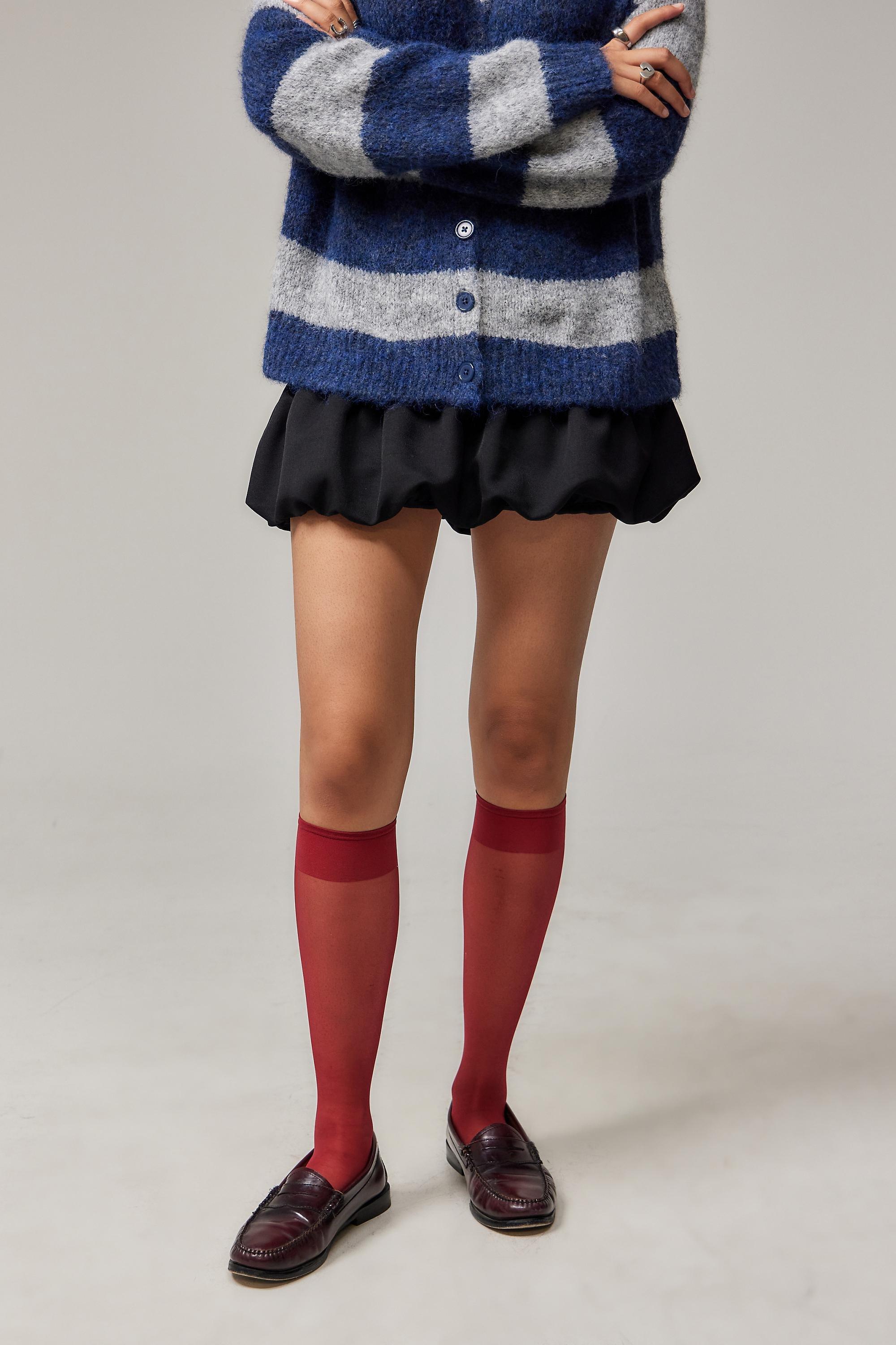 Burgundy Classic Sheer Knee High Sock, WINE, large image number 0
