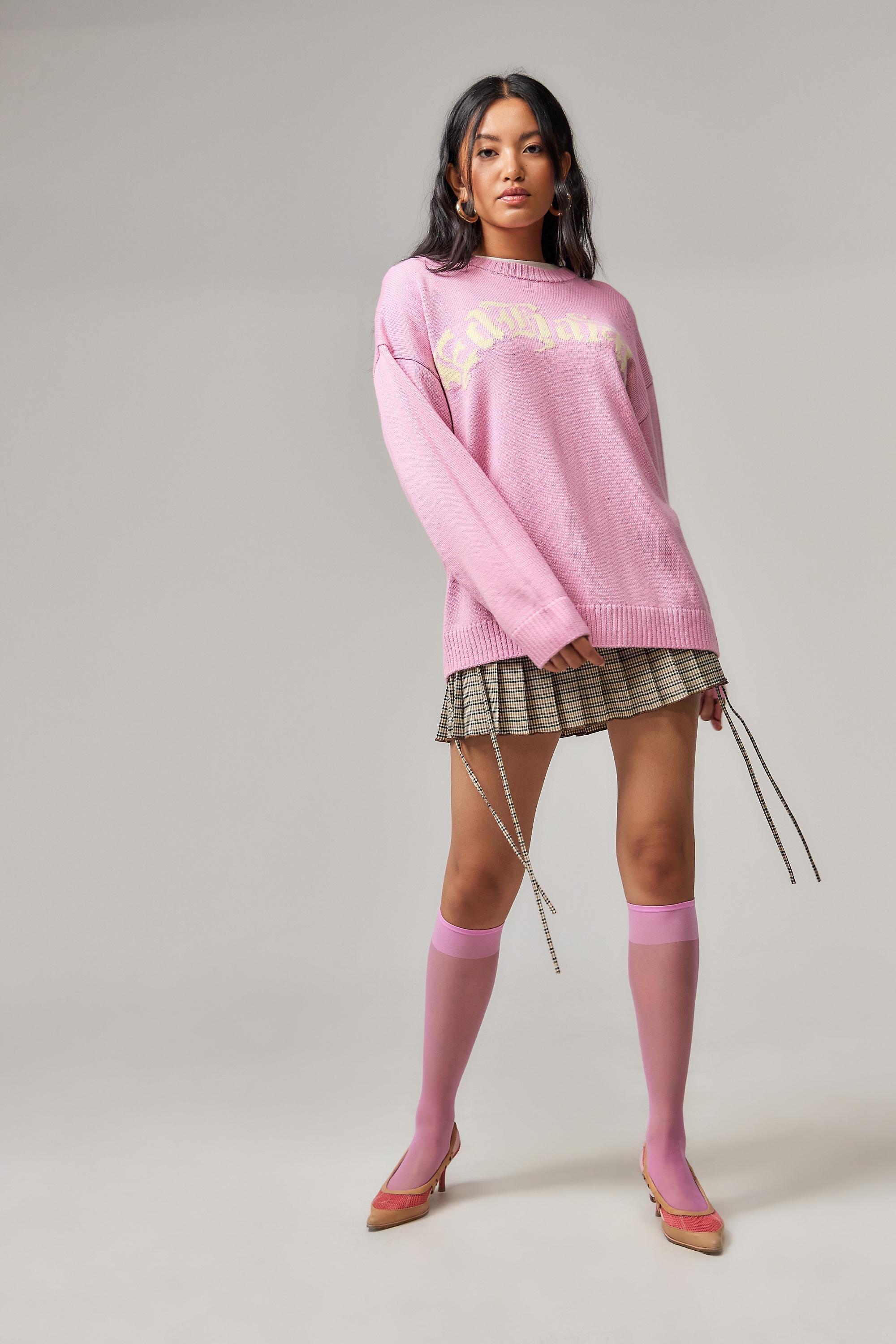 Pink Classic Sheer Knee High Sock, PINK, large image number 2