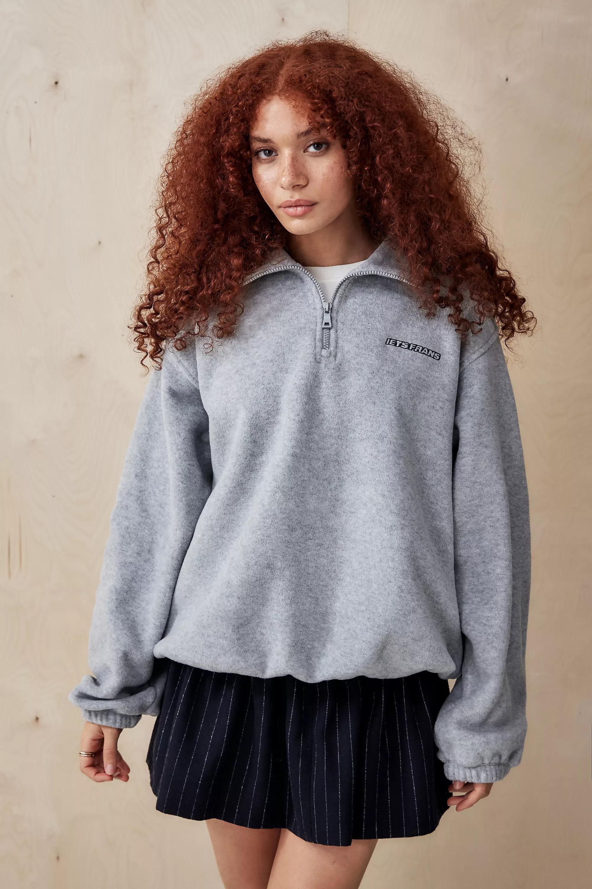 Grey Iets Frans... Plain Grey Quarter-Zip Fleece, , large image number 0