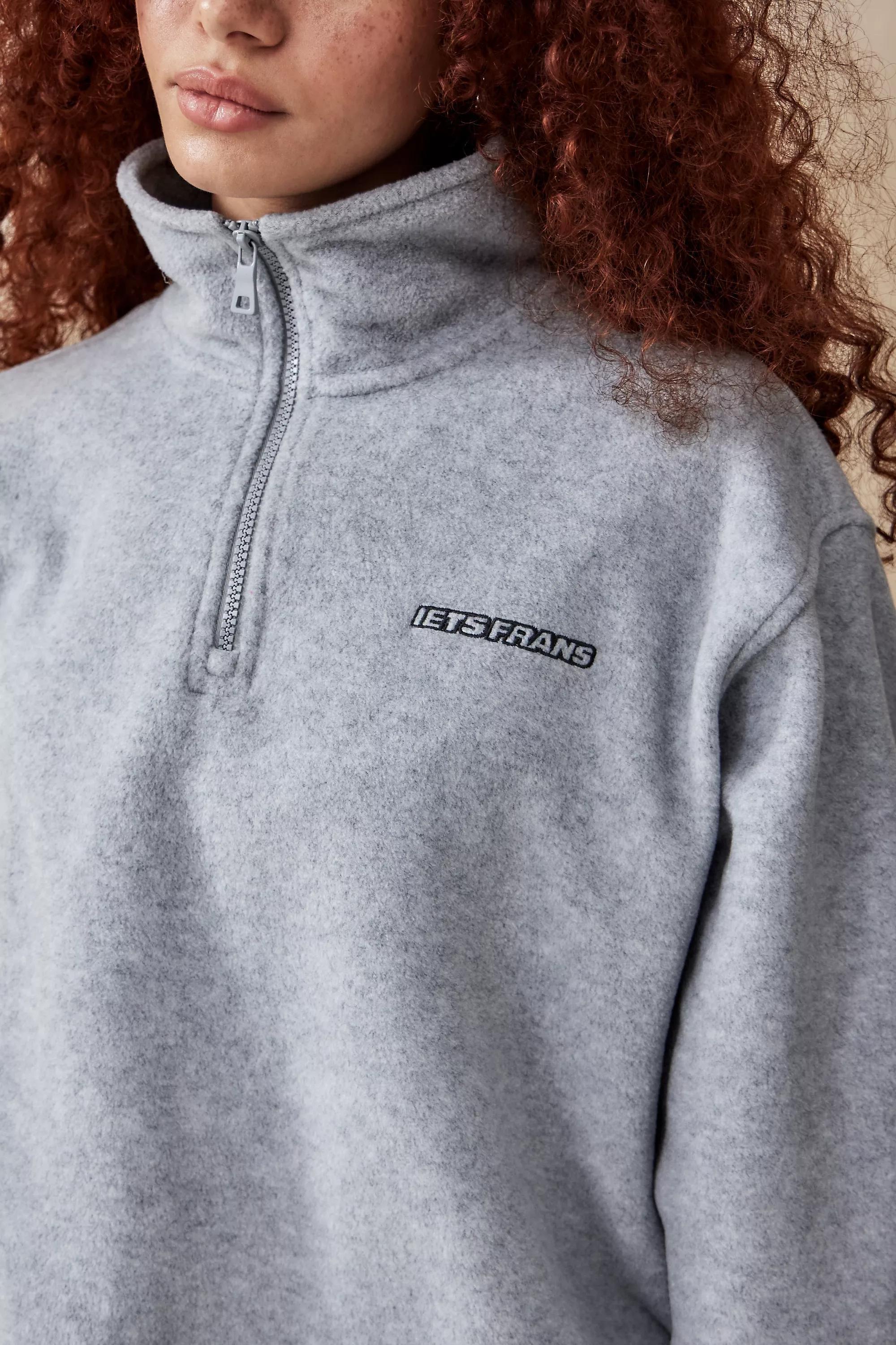 Grey Iets Frans... Plain Grey Quarter-Zip Fleece, , large image number 2