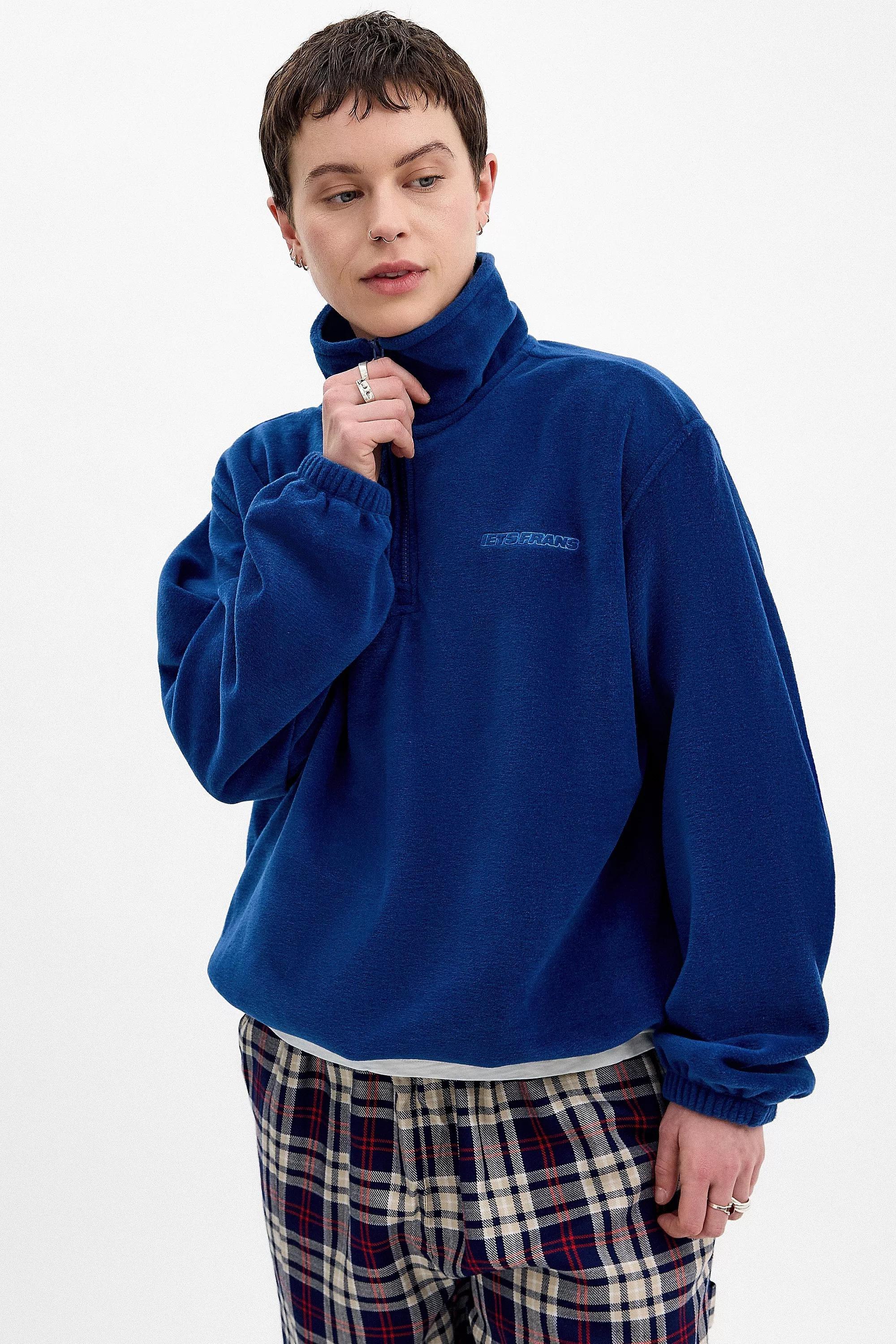 Navy Iets Frans... Half-Zip Fleece, , large image number 4
