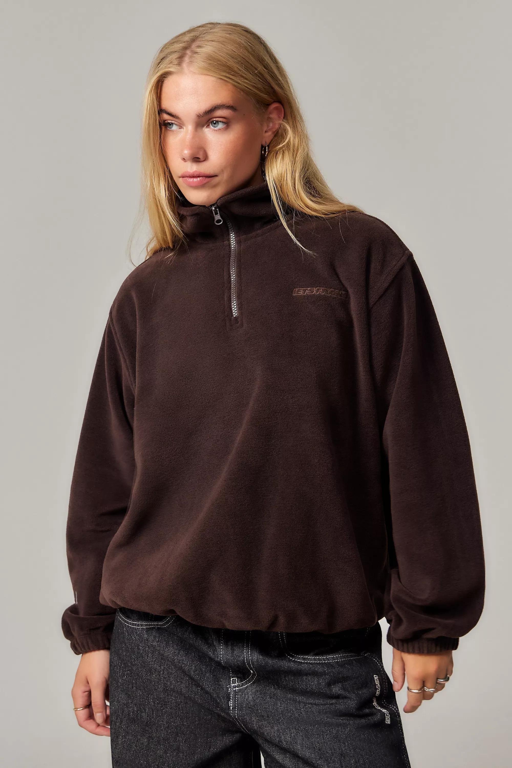 Brown Iets Frans... Plain Quarter-Zip Fleece, , large image number 0