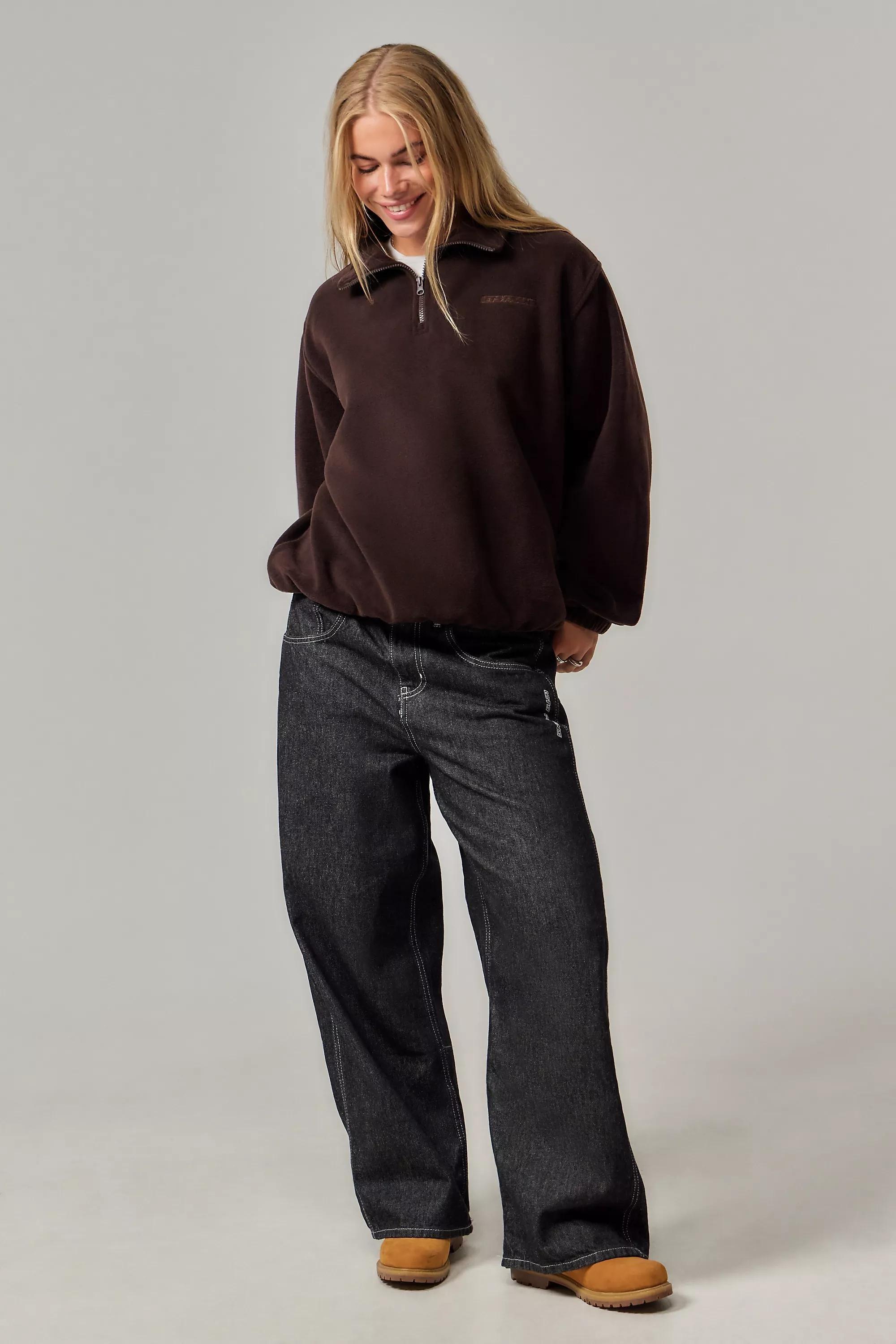 Brown Iets Frans... Plain Quarter-Zip Fleece, , large image number 1