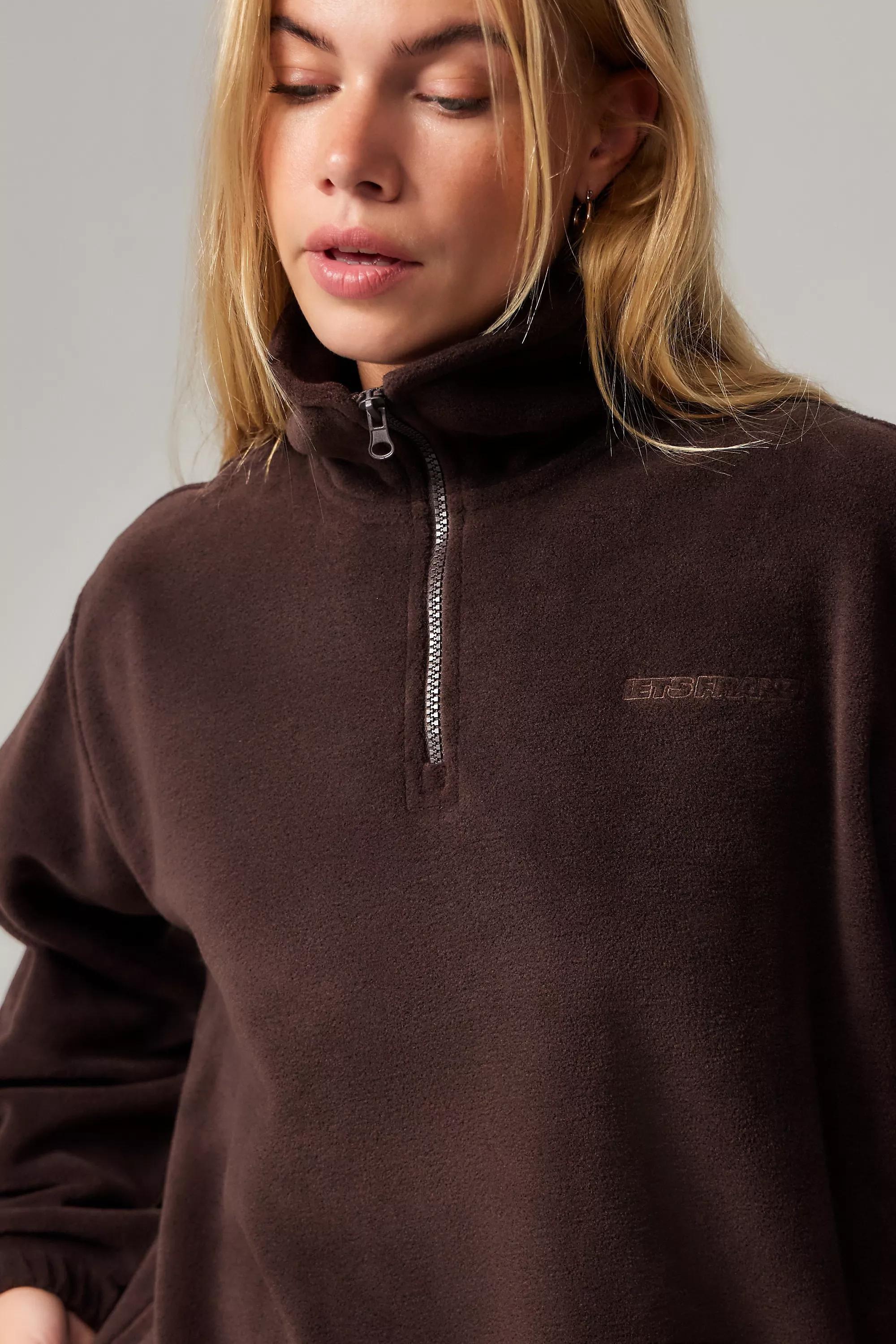 Brown Iets Frans... Plain Quarter-Zip Fleece, , large image number 2