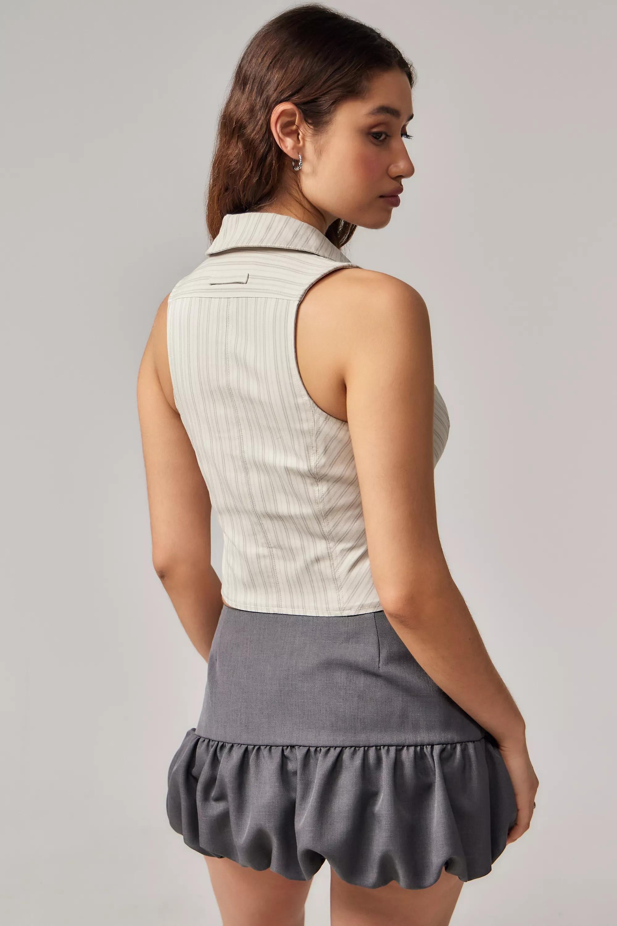 Beige Silence + Noise Iris Zip-Through Tank Top, , large image number 3
