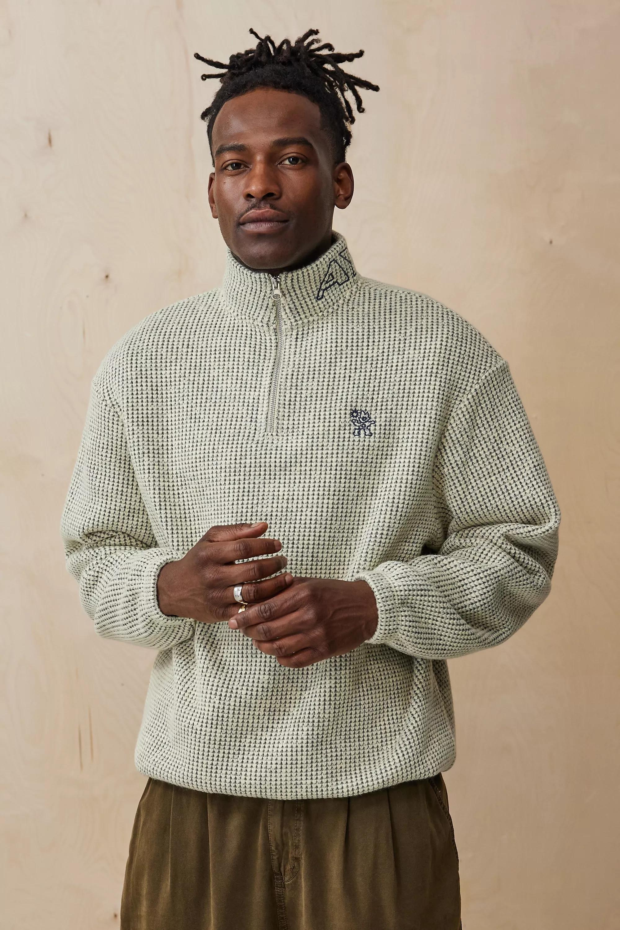 Cream Ayker Beige Quarter-Zip Waffle Fleece, , medium
