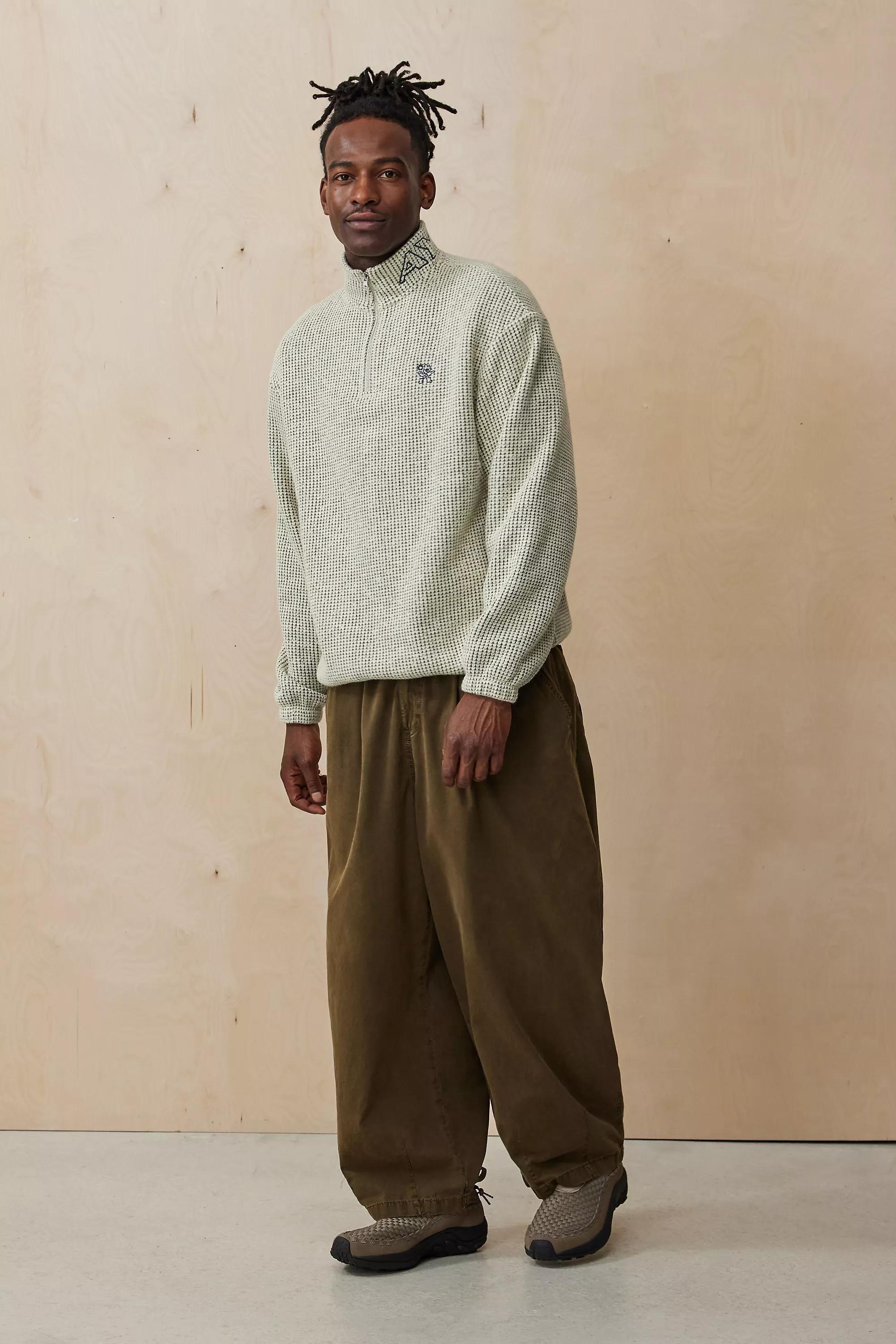 Cream Ayker Beige Quarter-Zip Waffle Fleece, , large image number 2