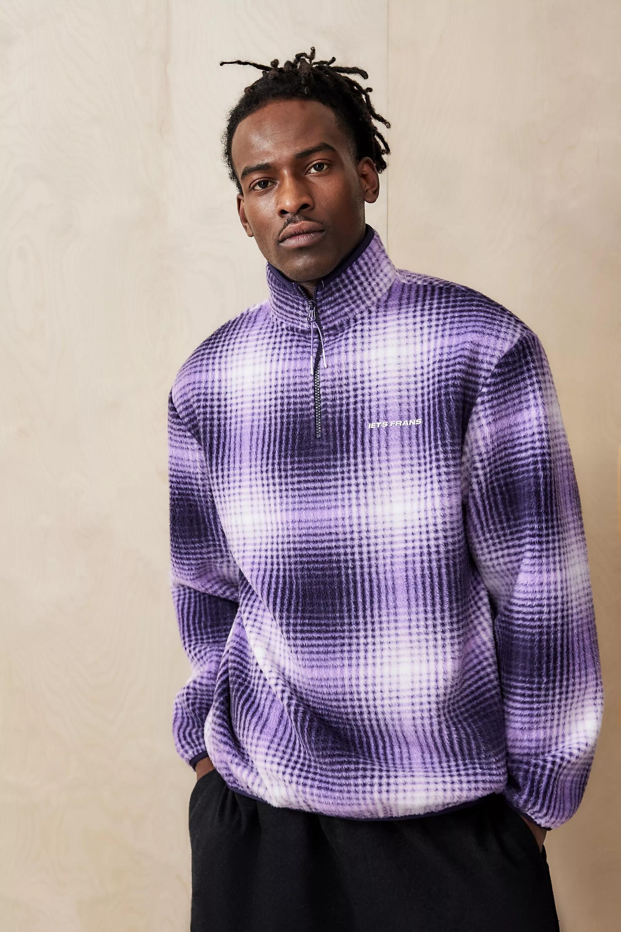 Purple Iets Frans... Check Quarter-Zip Fleece, , large image number 0