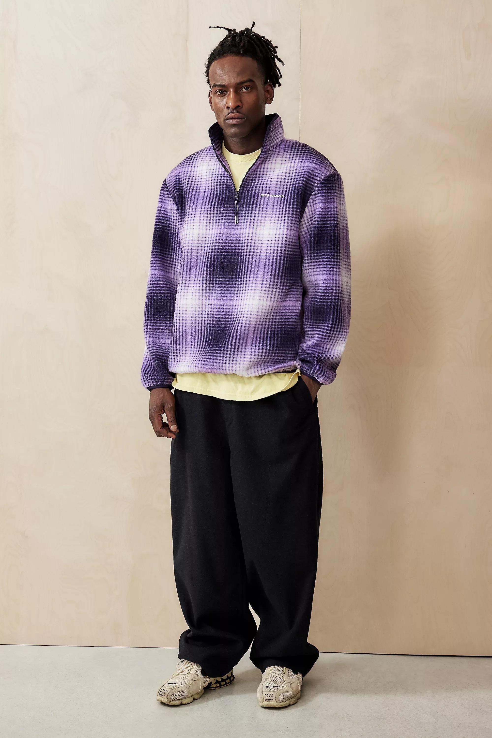 Purple Iets Frans... Check Quarter-Zip Fleece, , large image number 1