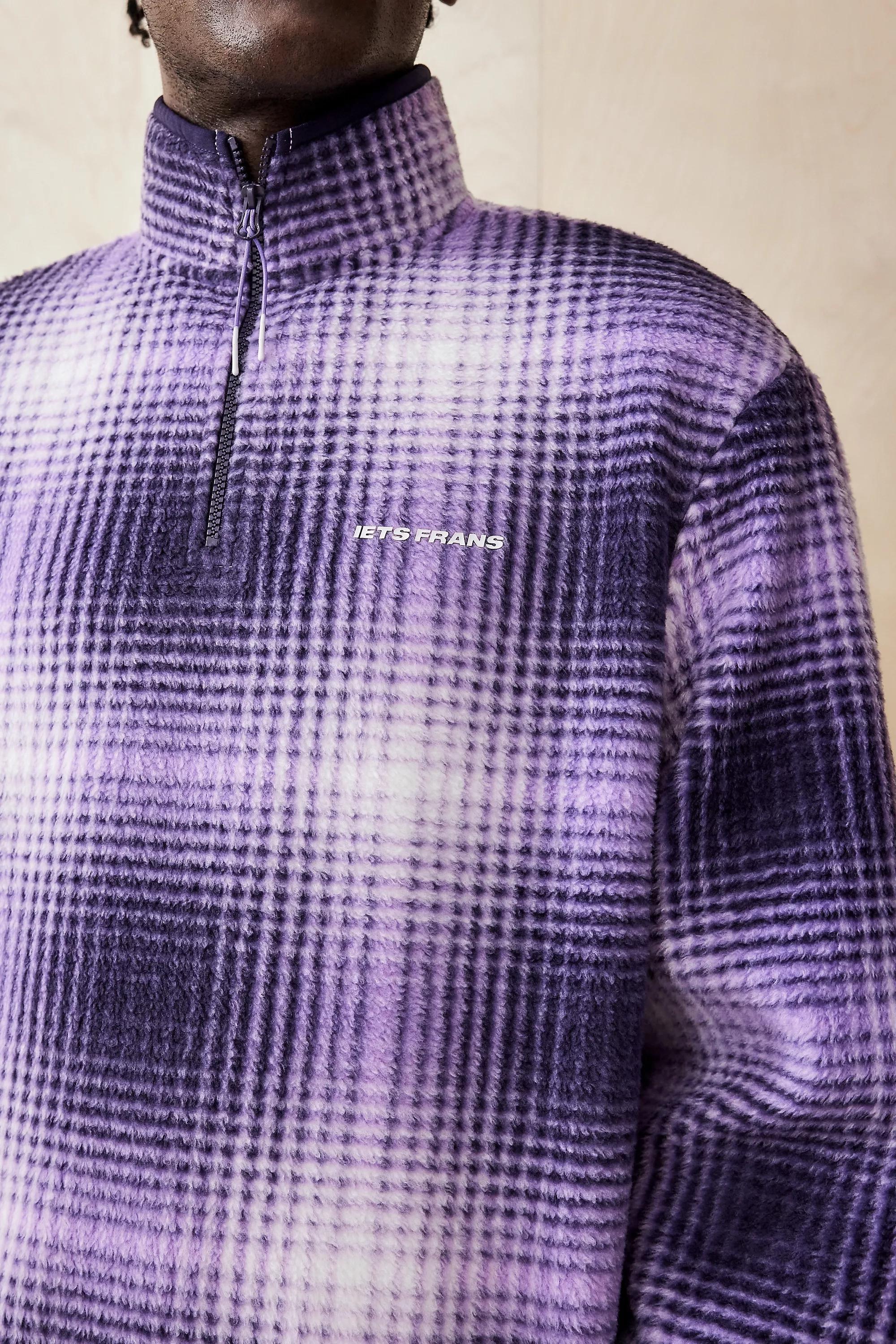 Purple Iets Frans... Check Quarter-Zip Fleece, , large image number 2