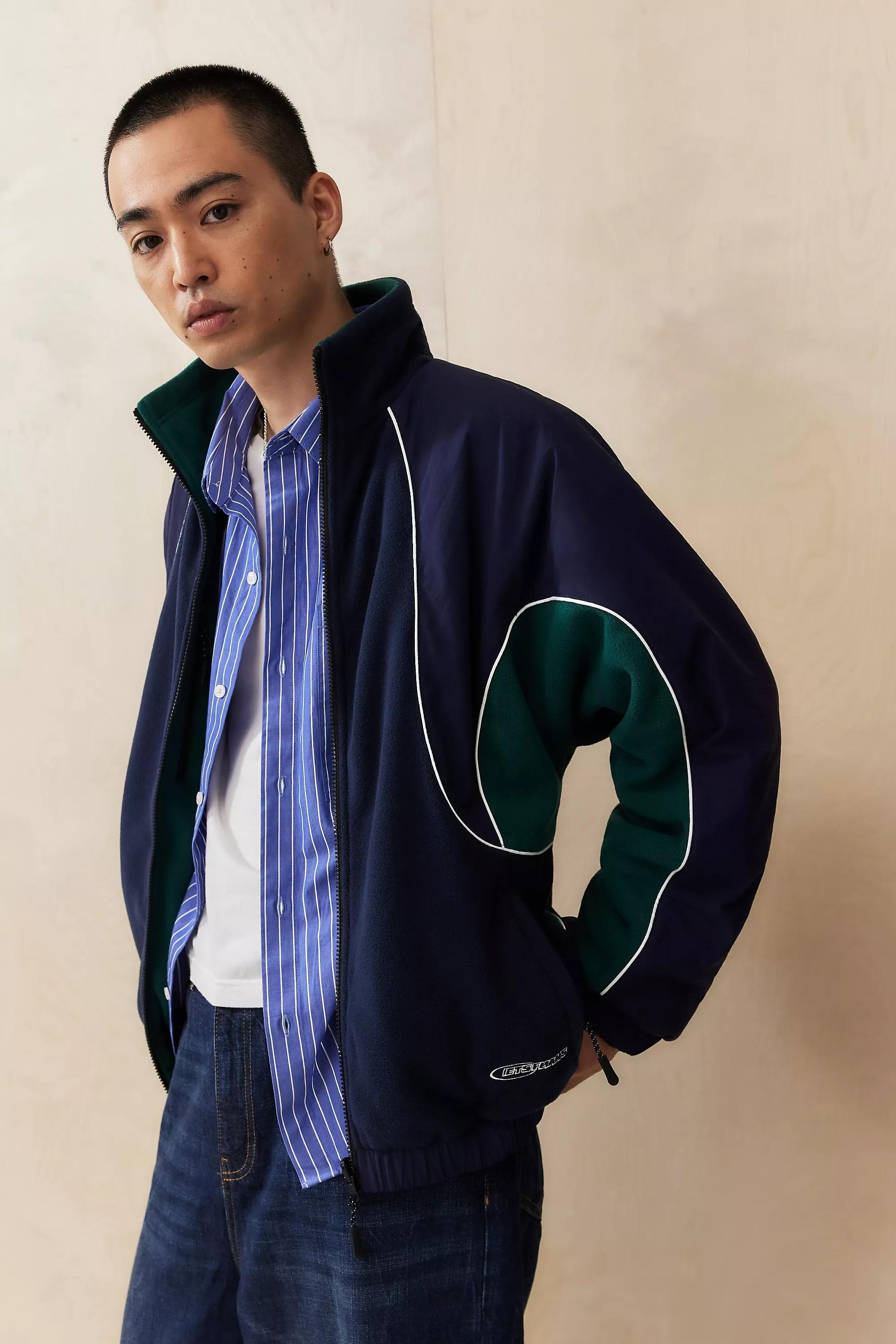 Green Iets Frans... Pascal Reversible Panel Fleece Jacket, , large image number 0