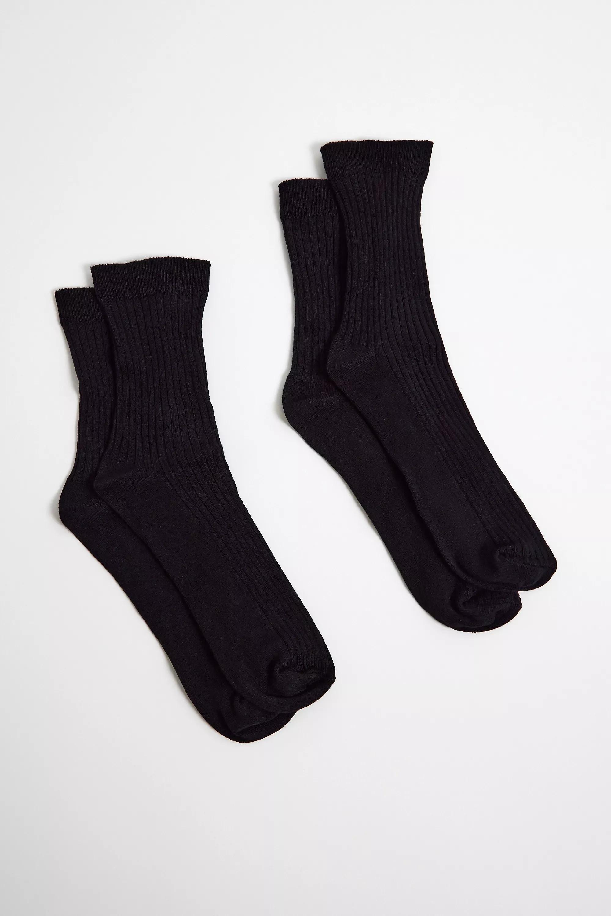 Black Out From Under Clean Ribbed 2-Pack Socks, BLK, large image number 1