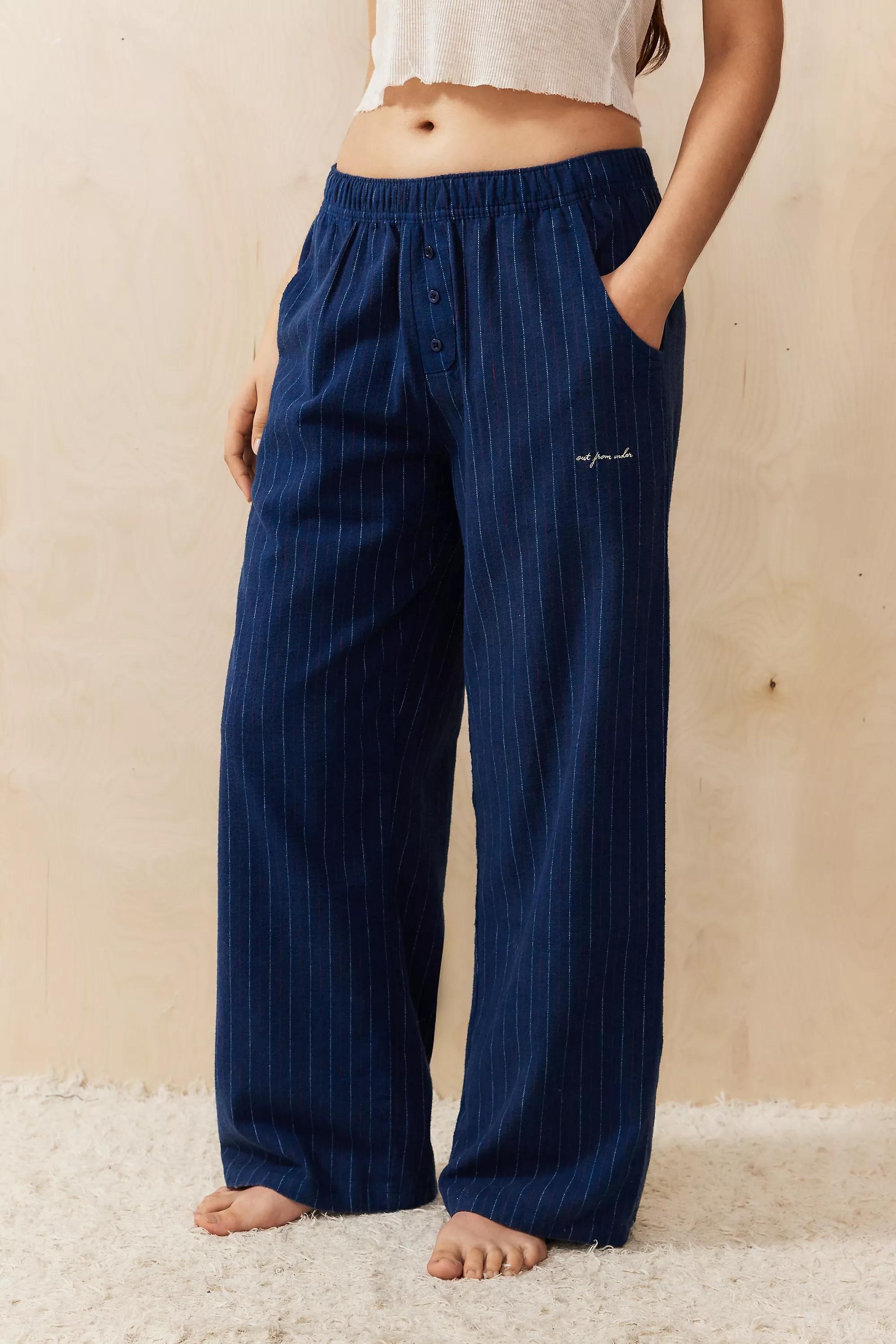 Navy Out From Under Pinstripe Straight-Leg Joggers, , large image number 0