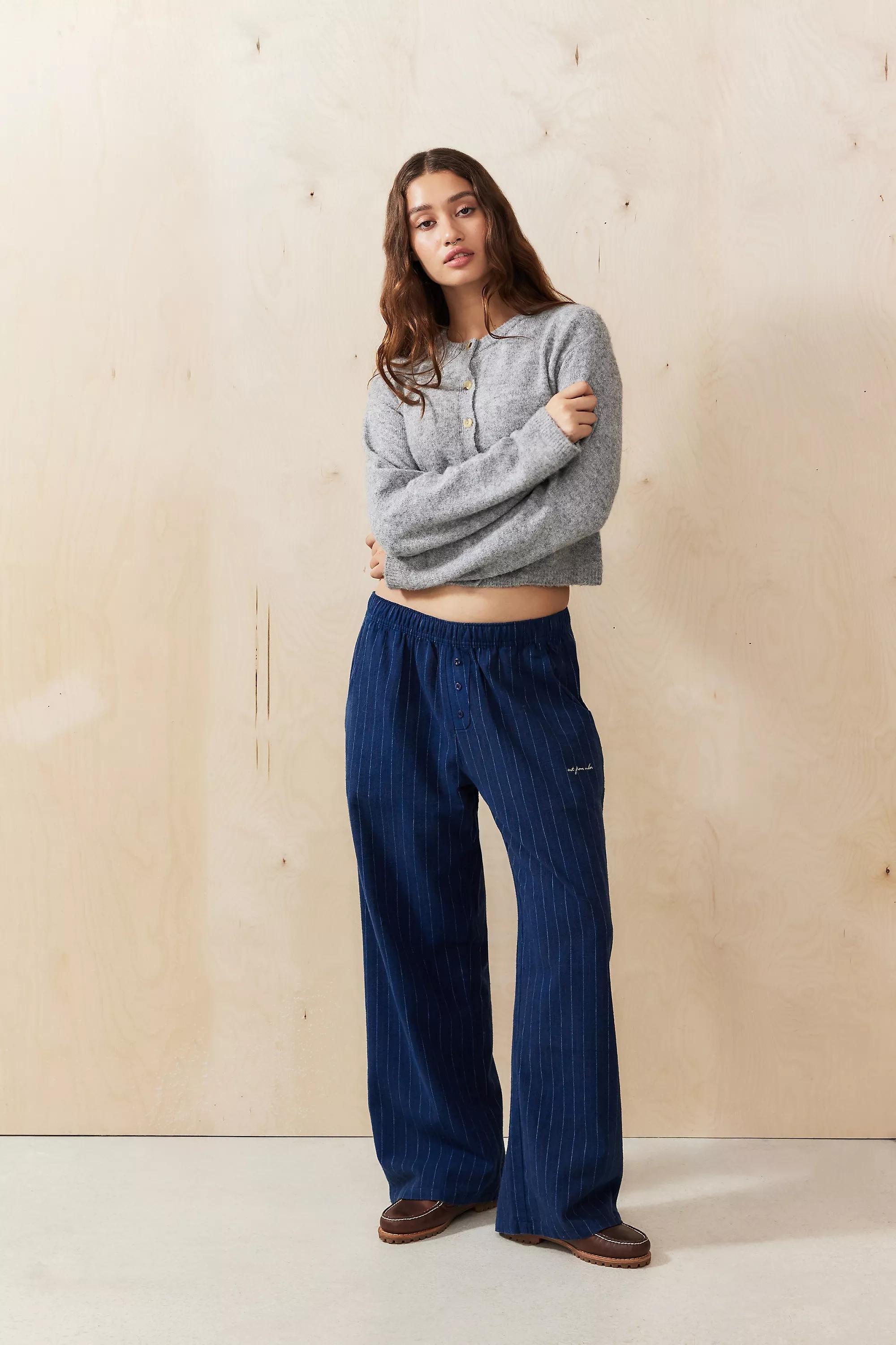 Navy Out From Under Pinstripe Straight-Leg Joggers, , large image number 4