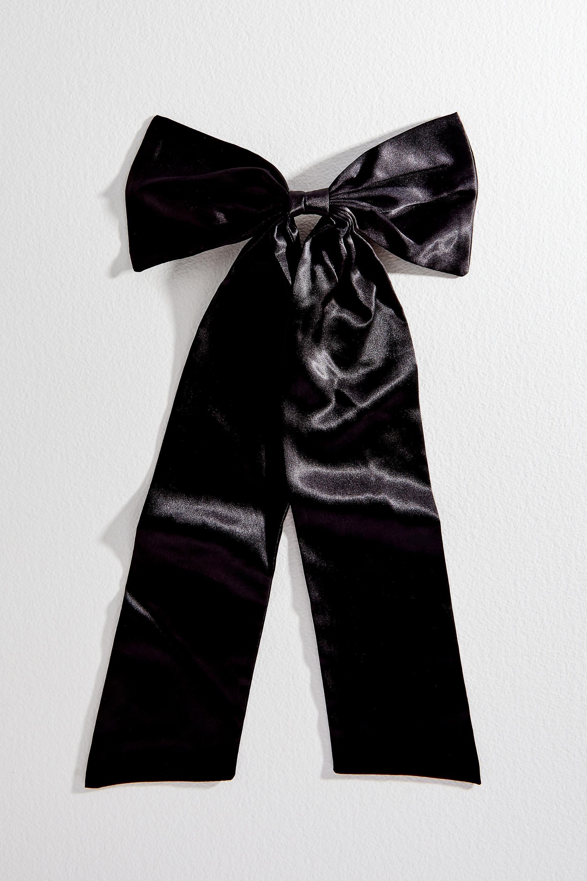 Black Oversized Bow Hair Clip, BLK, large image number 0