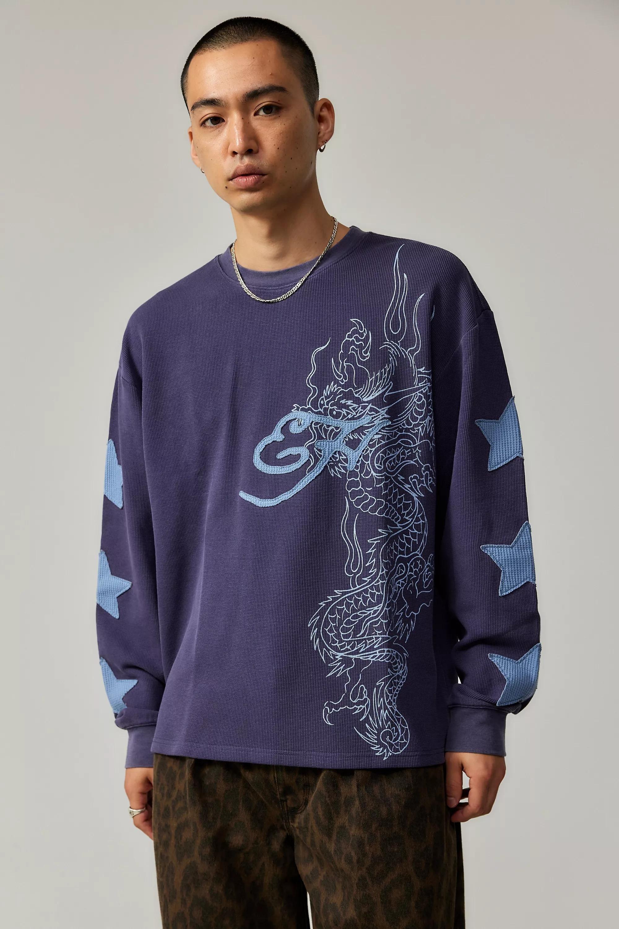 Navy Ed Hardy Uo Exclusive Waffle Knit Top, , large image number 0