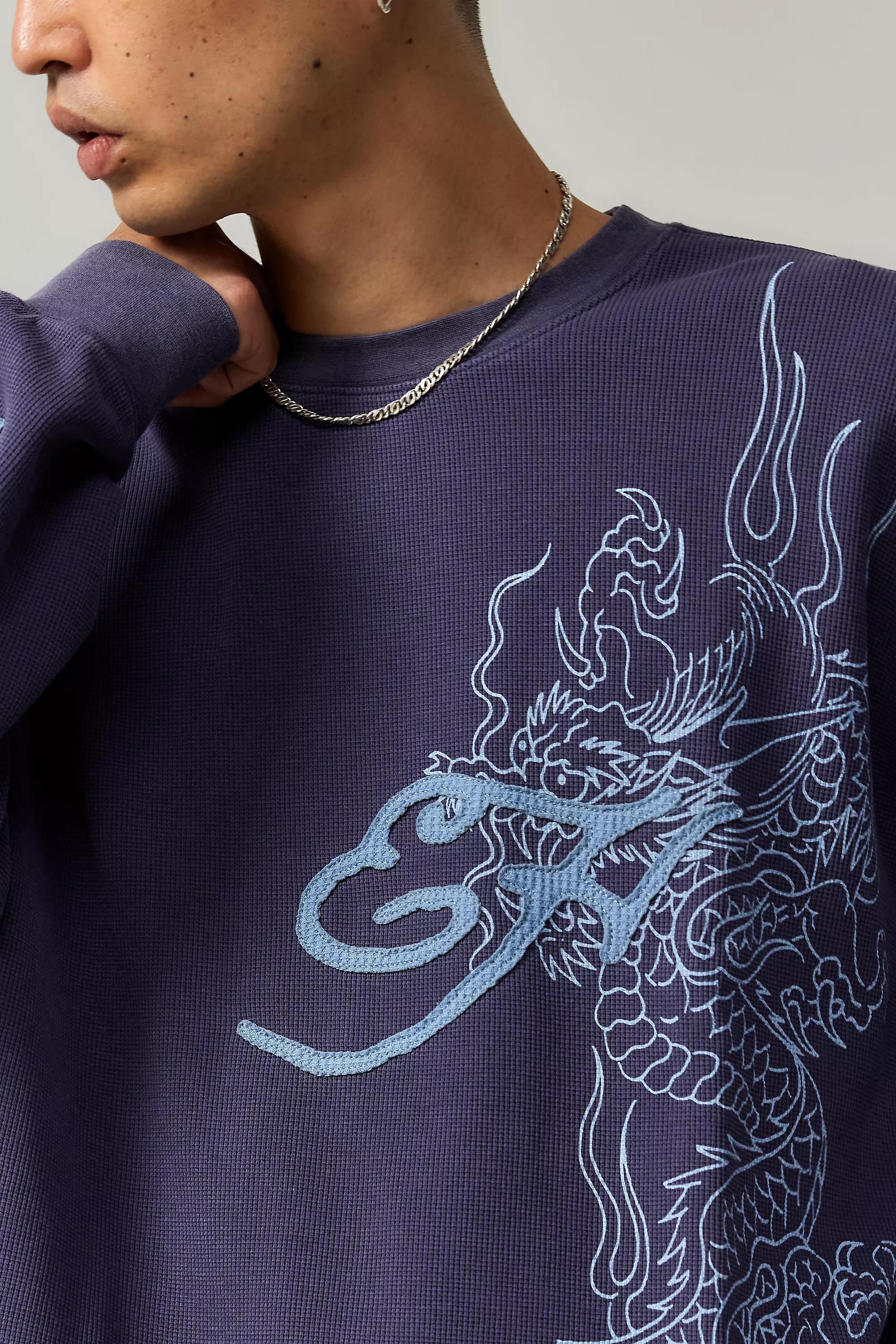 Navy Ed Hardy Uo Exclusive Waffle Knit Top, , large image number 1