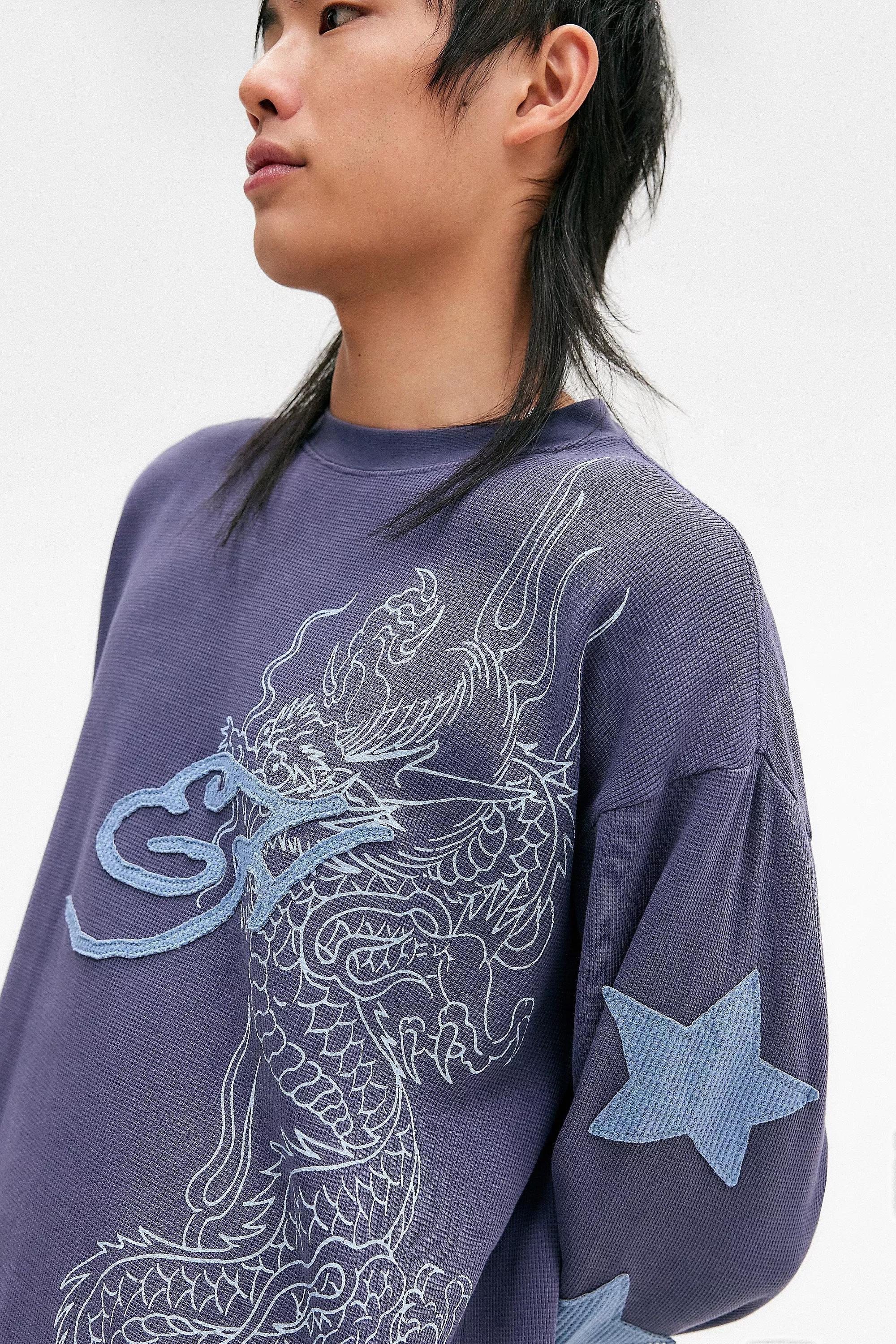 Navy Ed Hardy Uo Exclusive Waffle Knit Top, , large image number 4