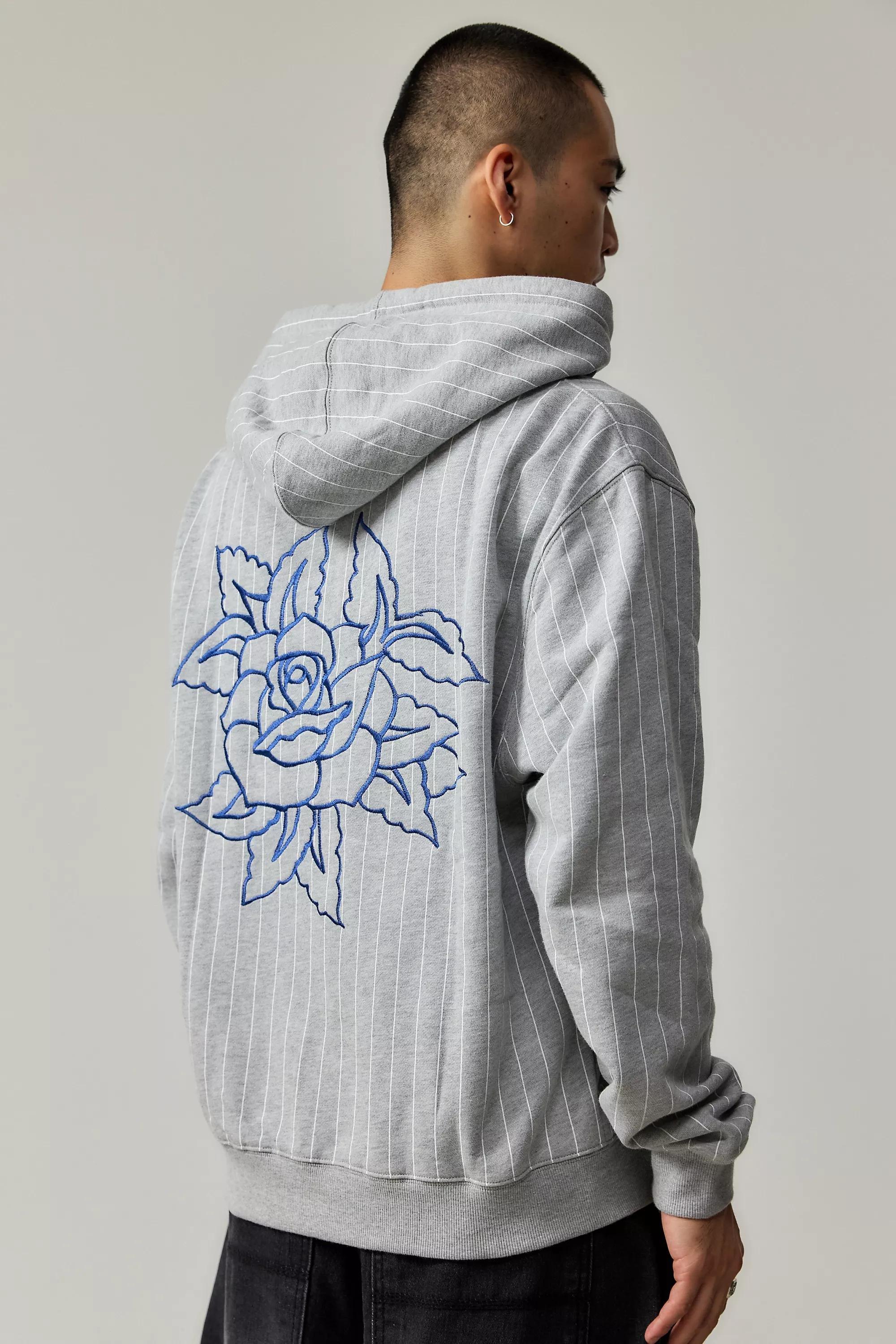Grey Ed Hardy Uo Exclusive Pinstripe Hoodie, , large image number 0