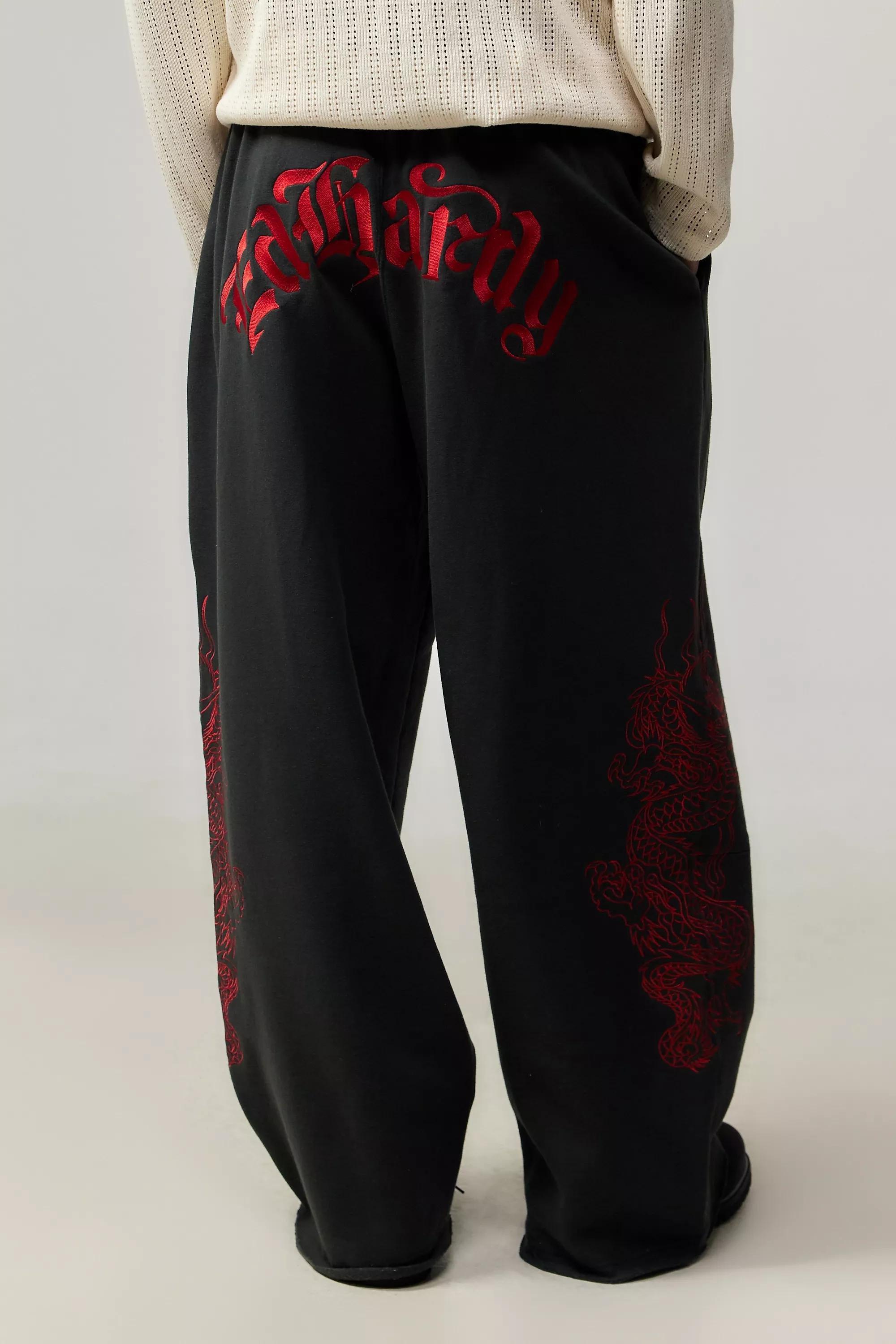 Black Ed Hardy Uo Exclusive Black Dragon Wide Joggers, , large image number 0
