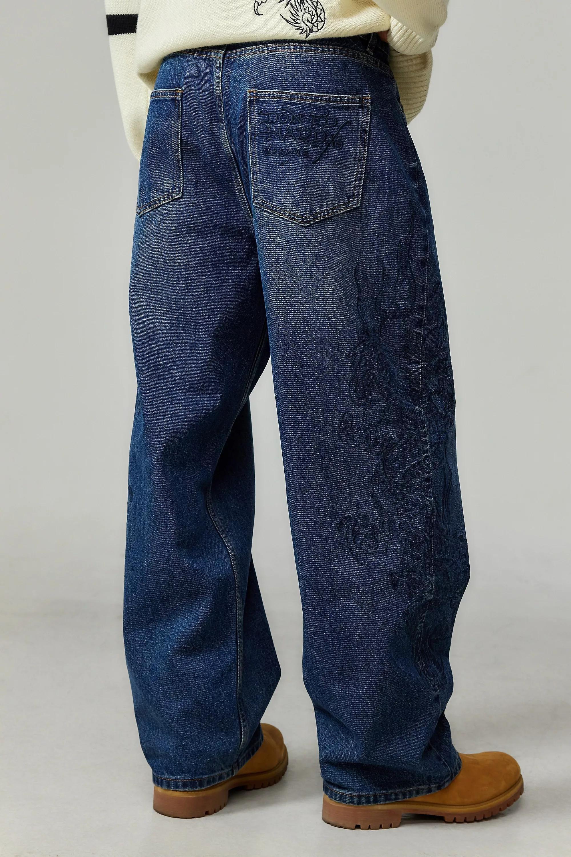 Blue Ed Hardy Uo Exclusive Dragon Jeans, , large image number 3