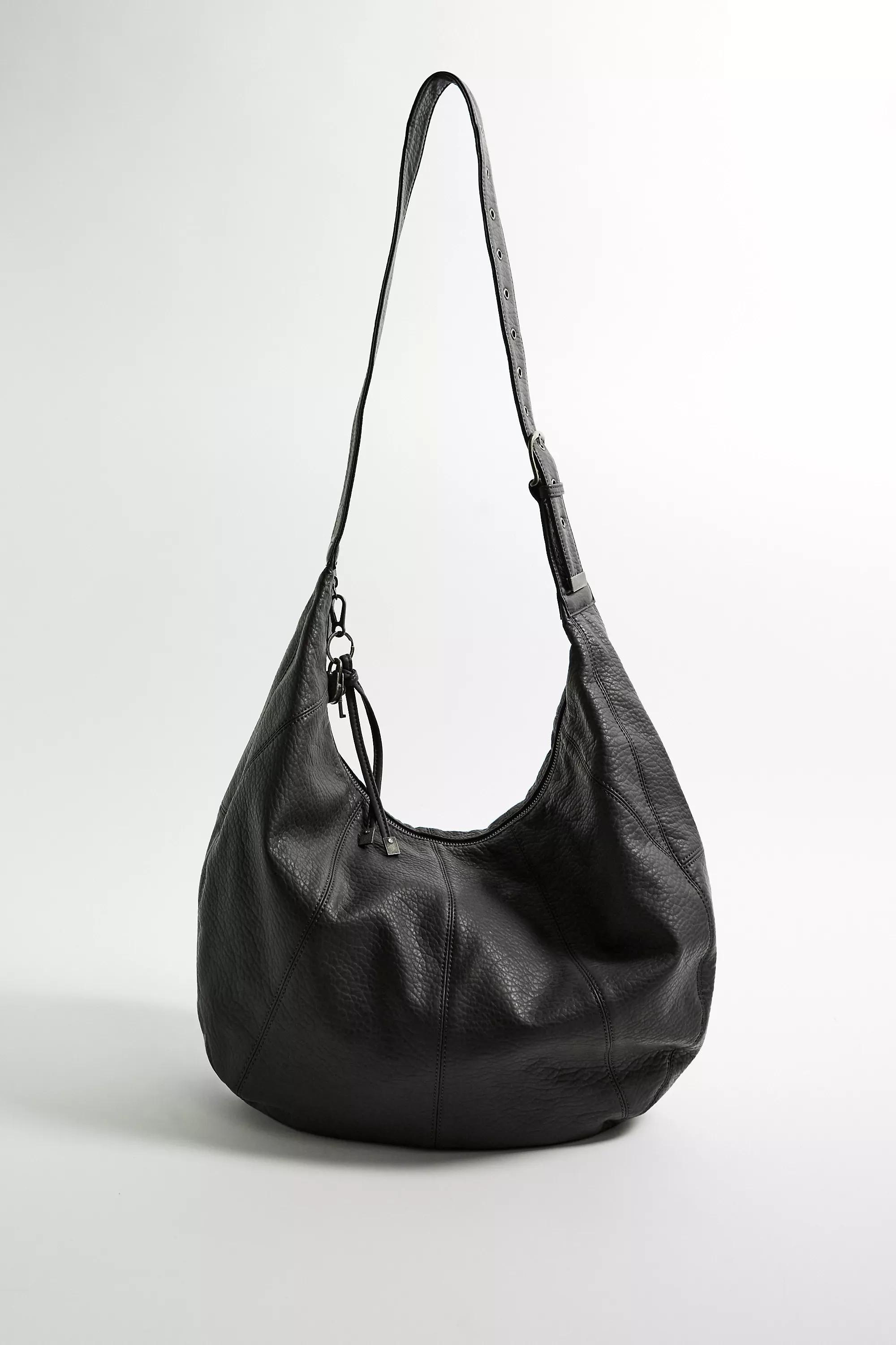 Black Uo Casie Large Faux Leather Sling Bag, BLK, medium