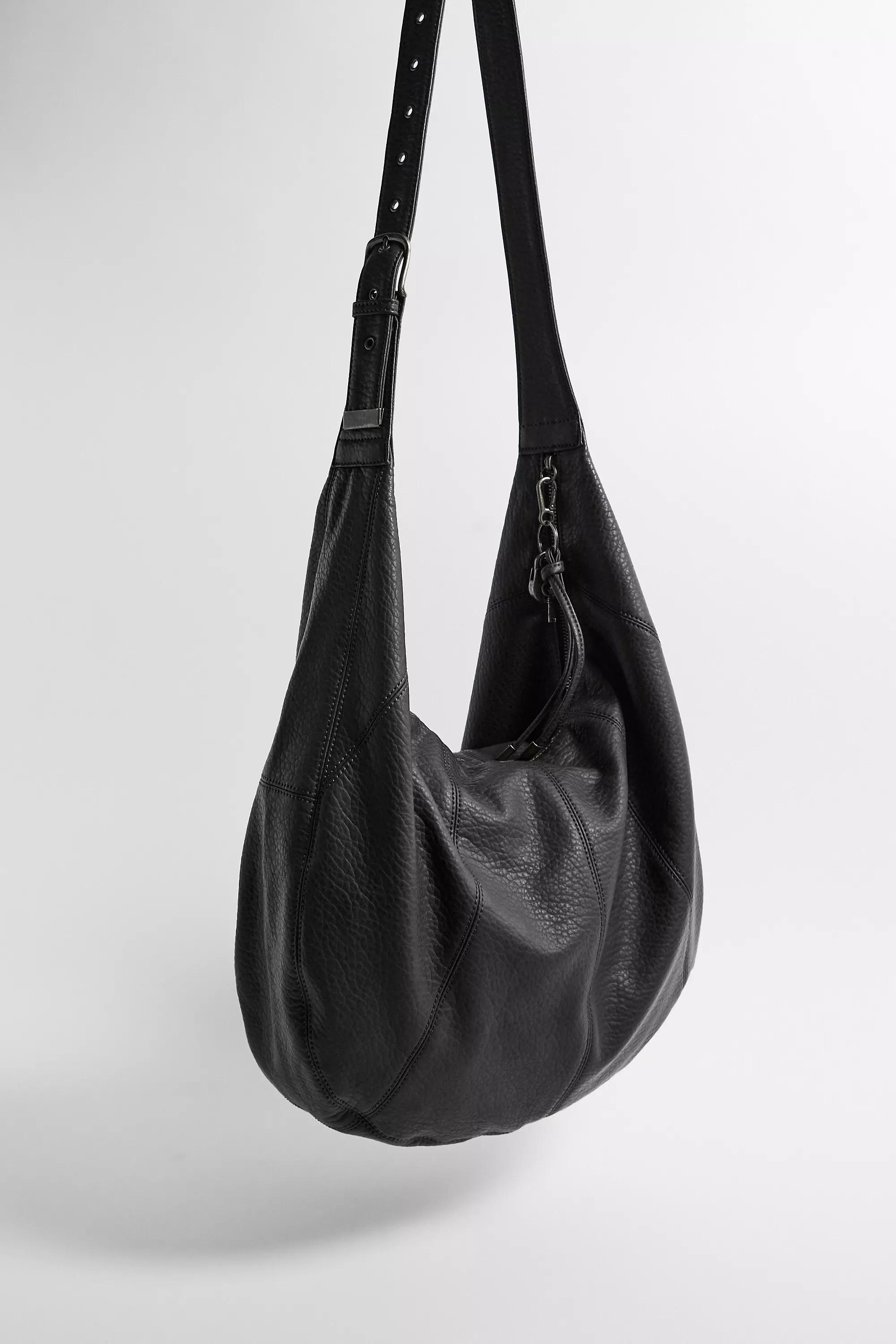 Black Uo Casie Large Faux Leather Sling Bag, BLK, large image number 4