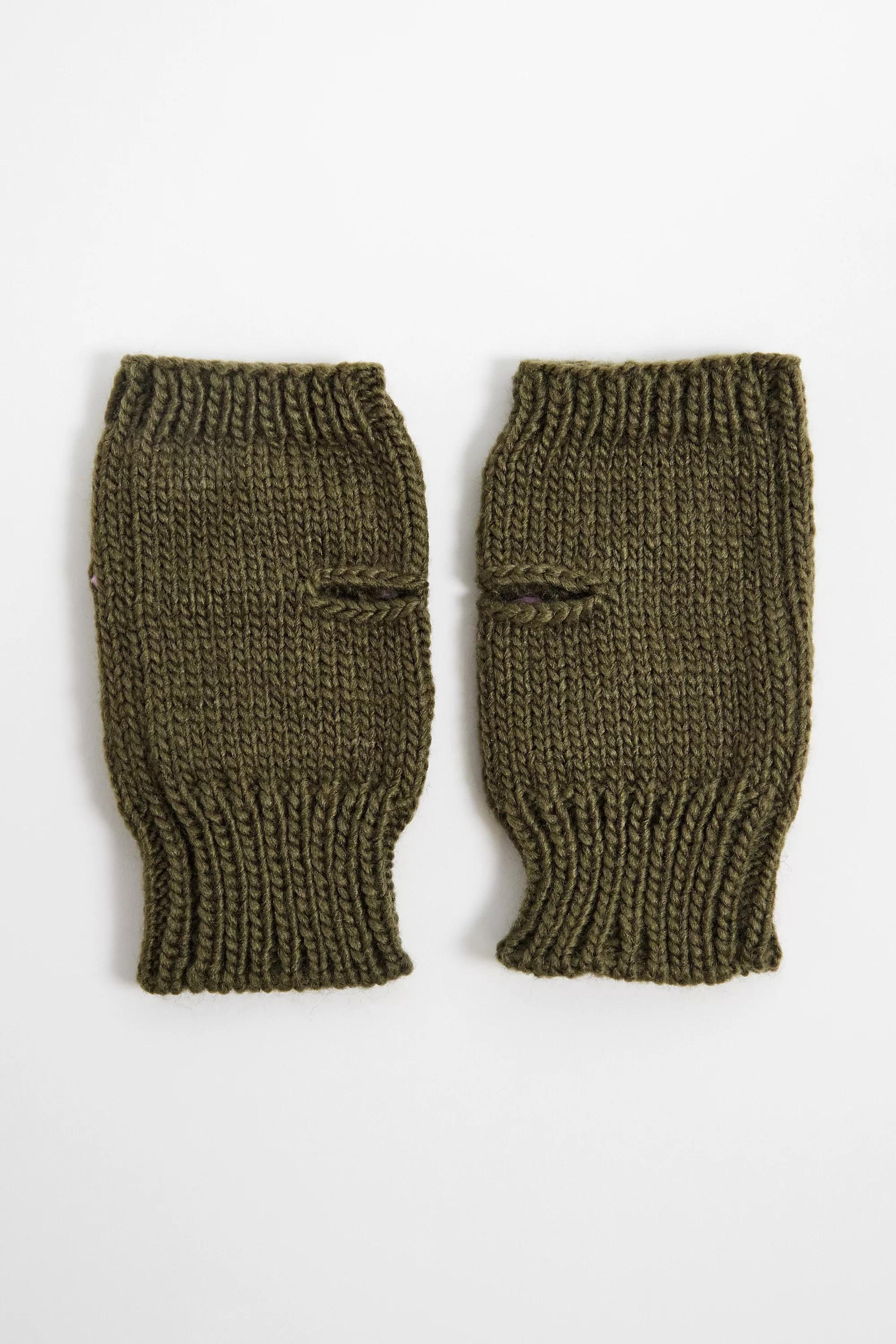 Green Uo Star Chunky Knit Fingerless Gloves, GRN, large image number 3