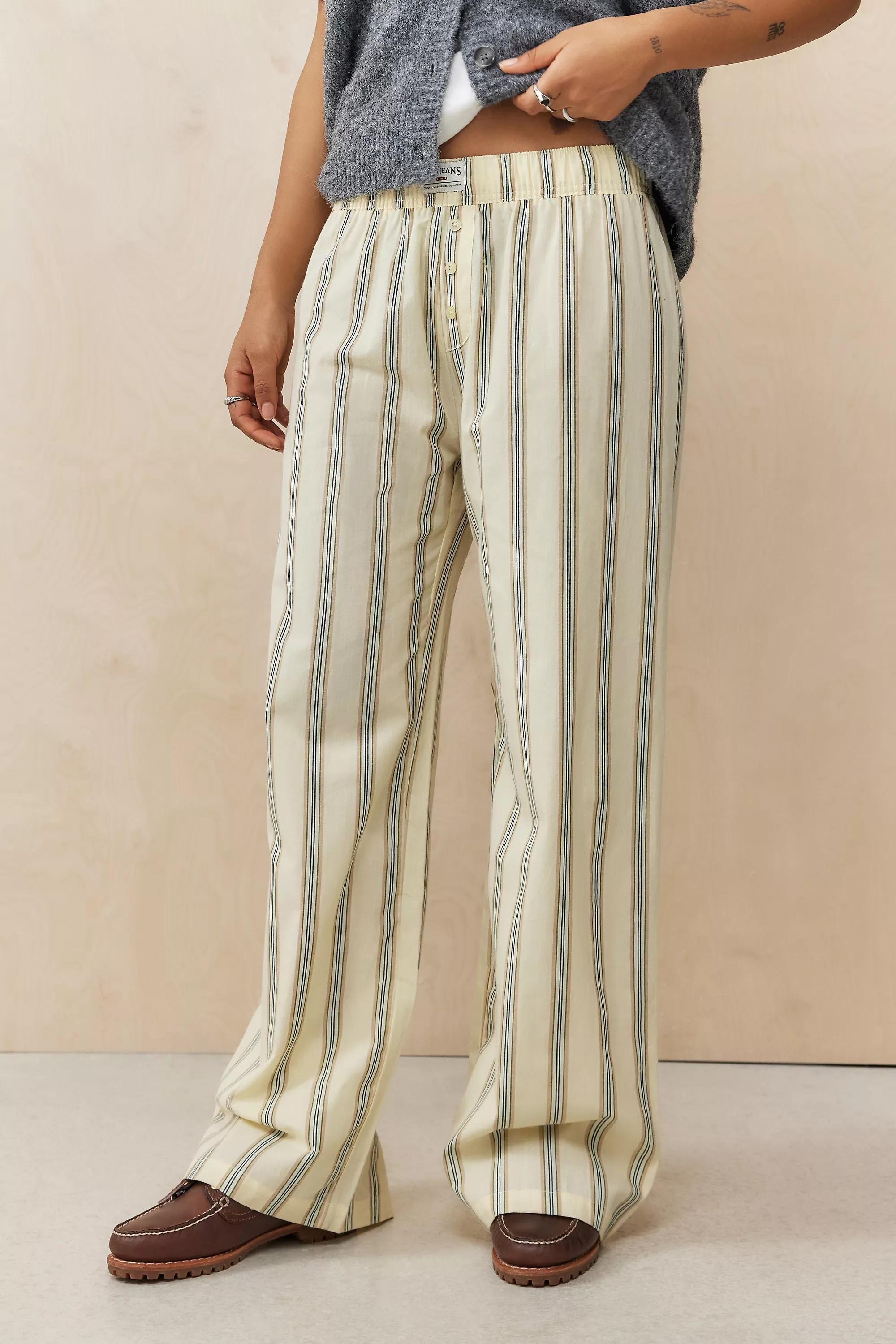 Yellow Bdg Striped Straight Leg Trousers, , large image number 0