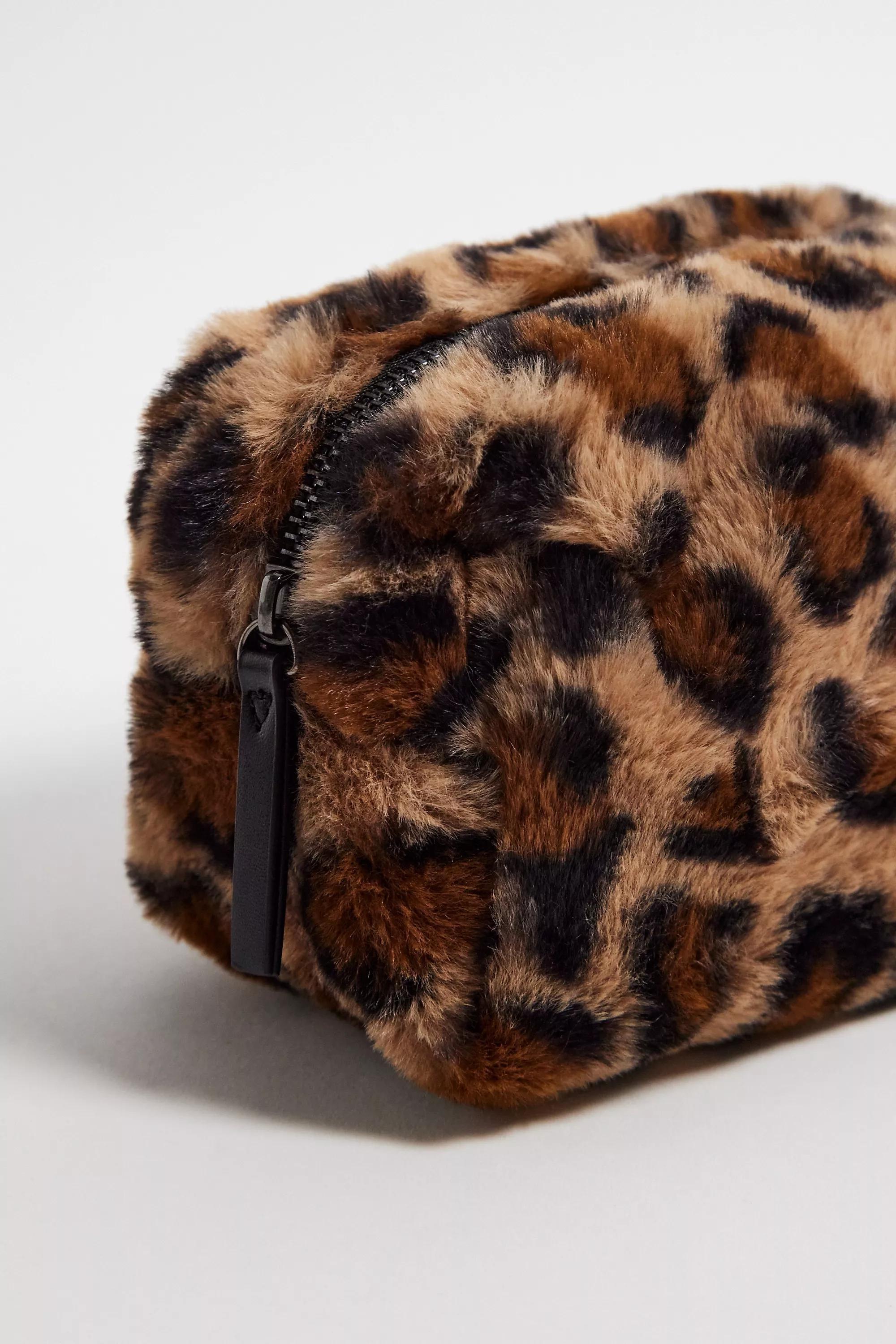 Brown Uo Leopard Print Fur Makeup Bag, BRN, large image number 3
