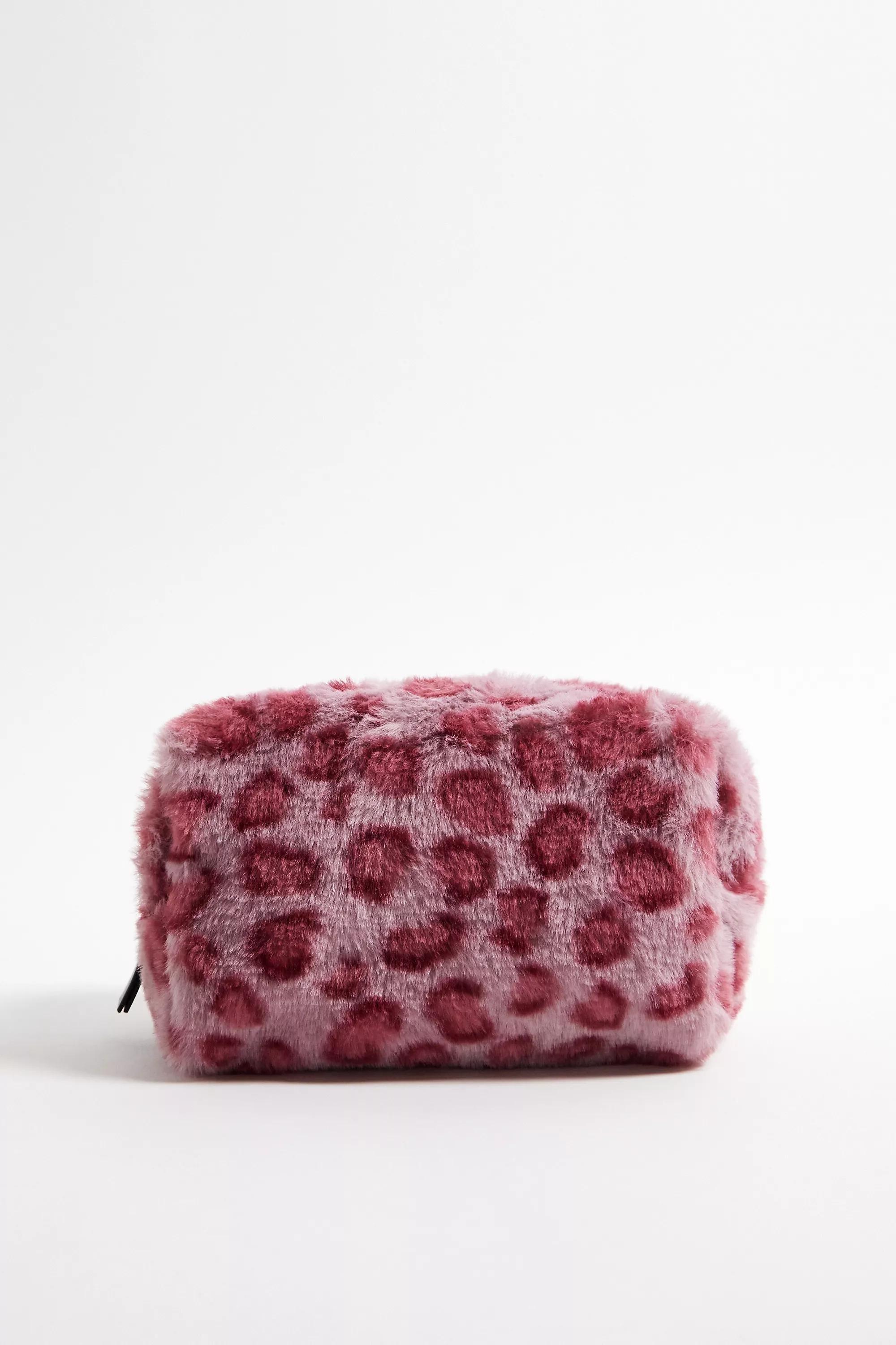 Pink Uo Leopard Print Fur Makeup Bag, PINK, large image number 0