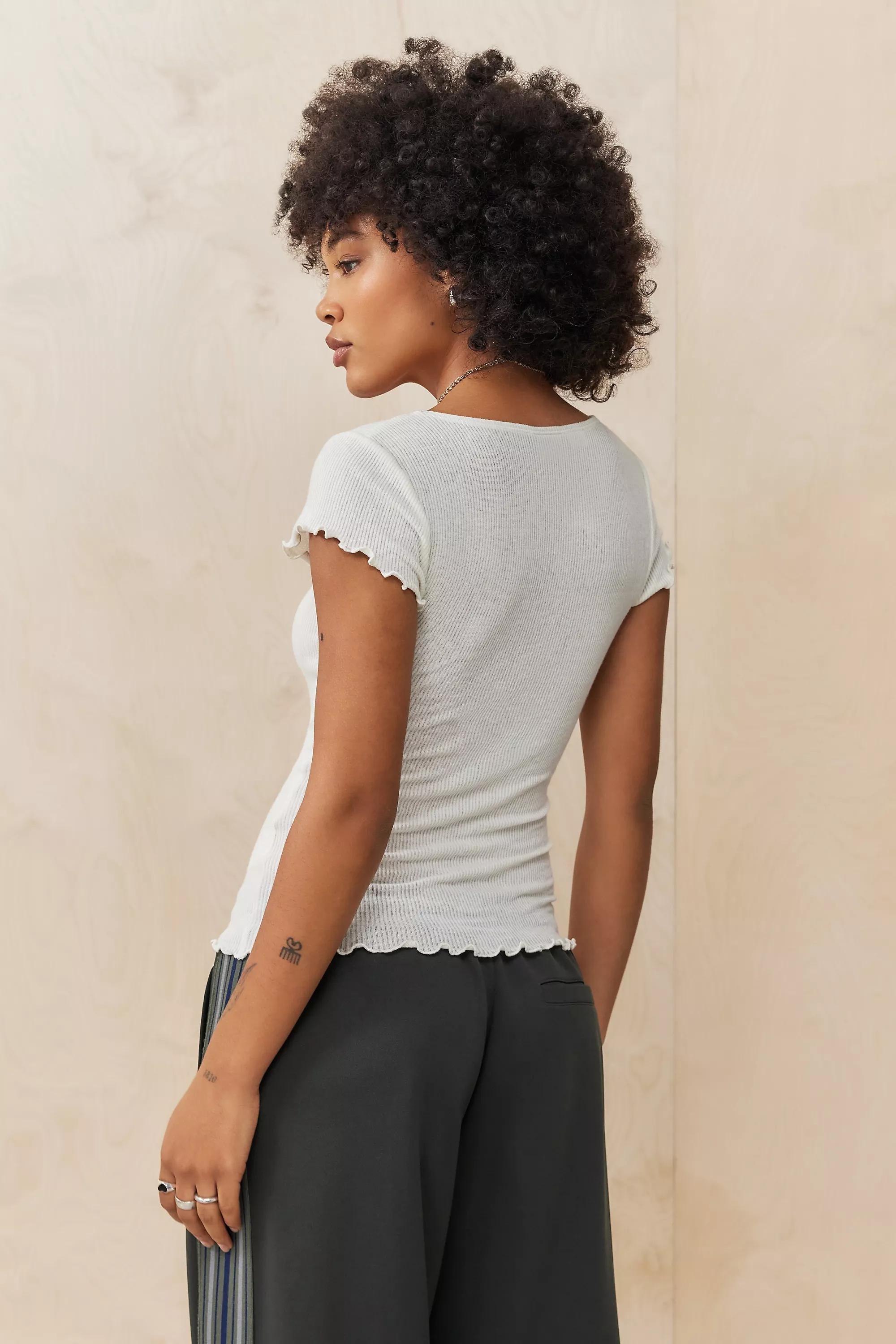 Ecru Out From Under Short Sleeve Top, , large image number 3