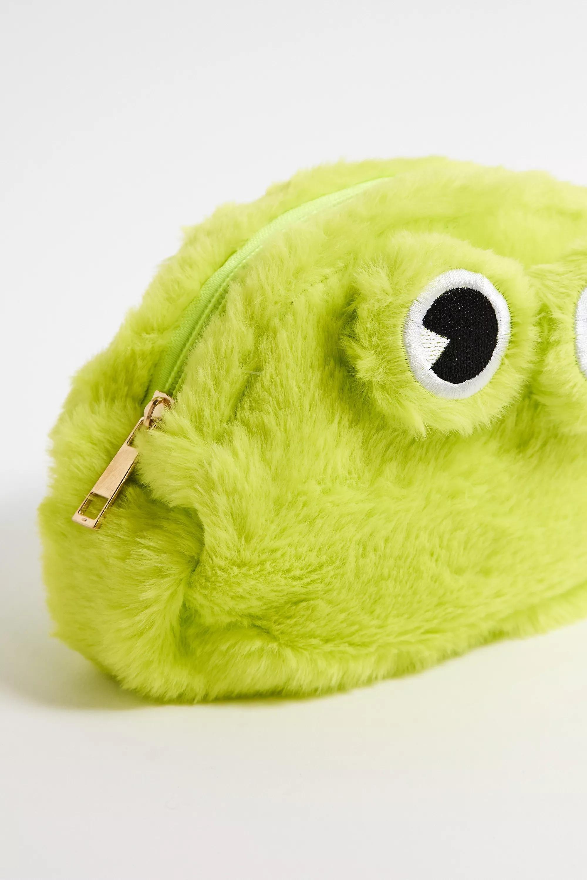Green Uo Novelty Frog Faux Fur Makeup Bag, GRN, large image number 2