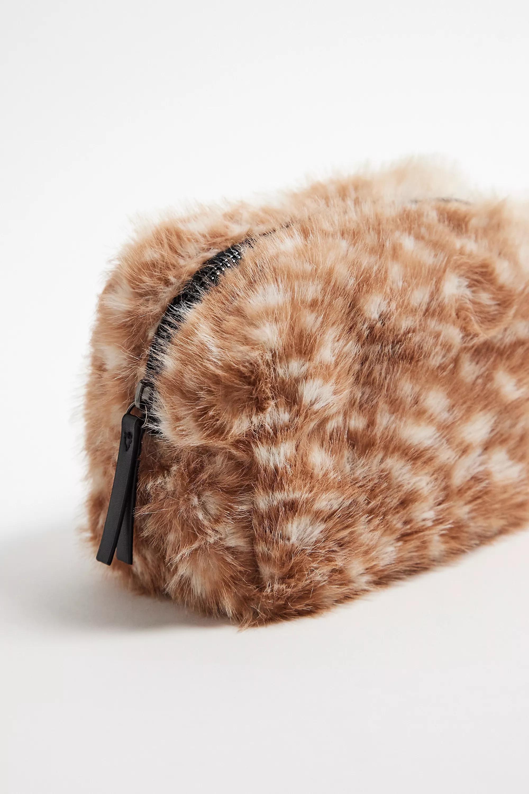 Beige Dalmation Fur Makeup Bag, NEUTR, large image number 2