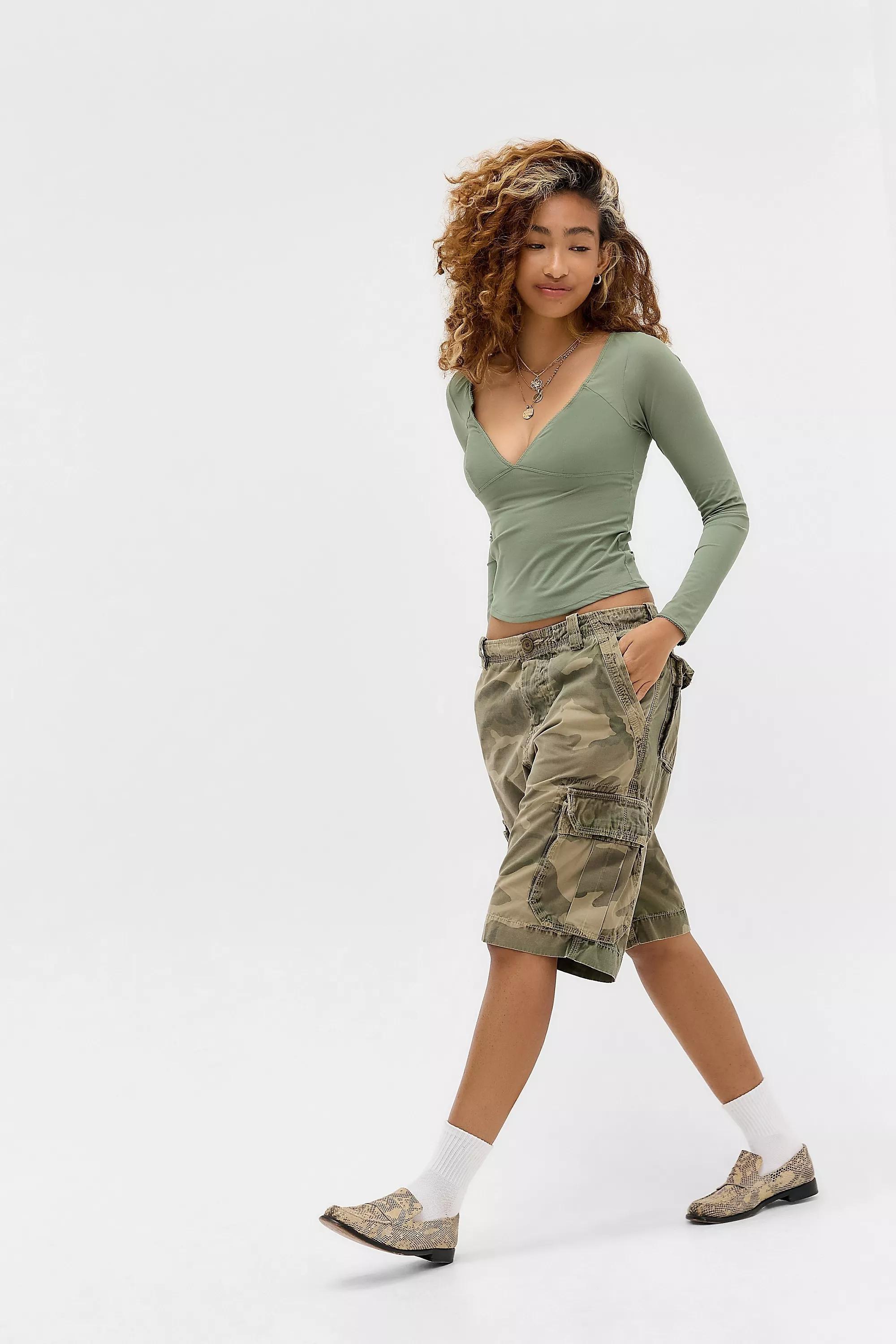 Green Out From Under V-Neck Top, MOSS, large image number 1