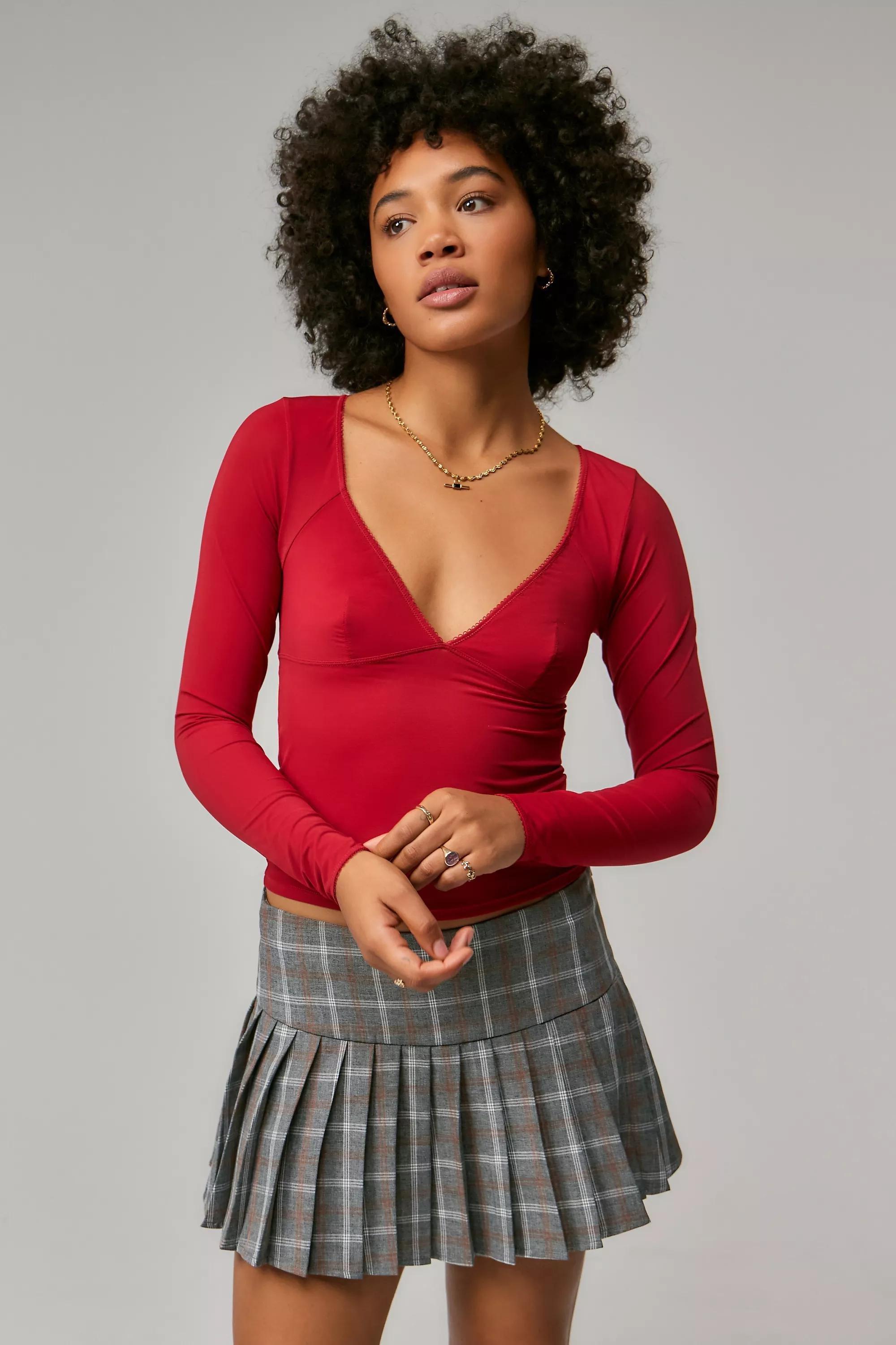 Red Out From Under Je Taime V-Neck Top, , large image number 0