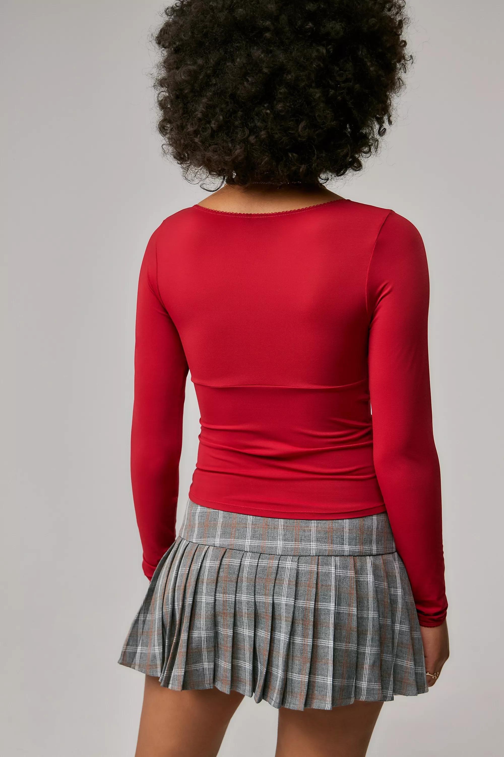 Red Out From Under Je Taime V-Neck Top, , large image number 3