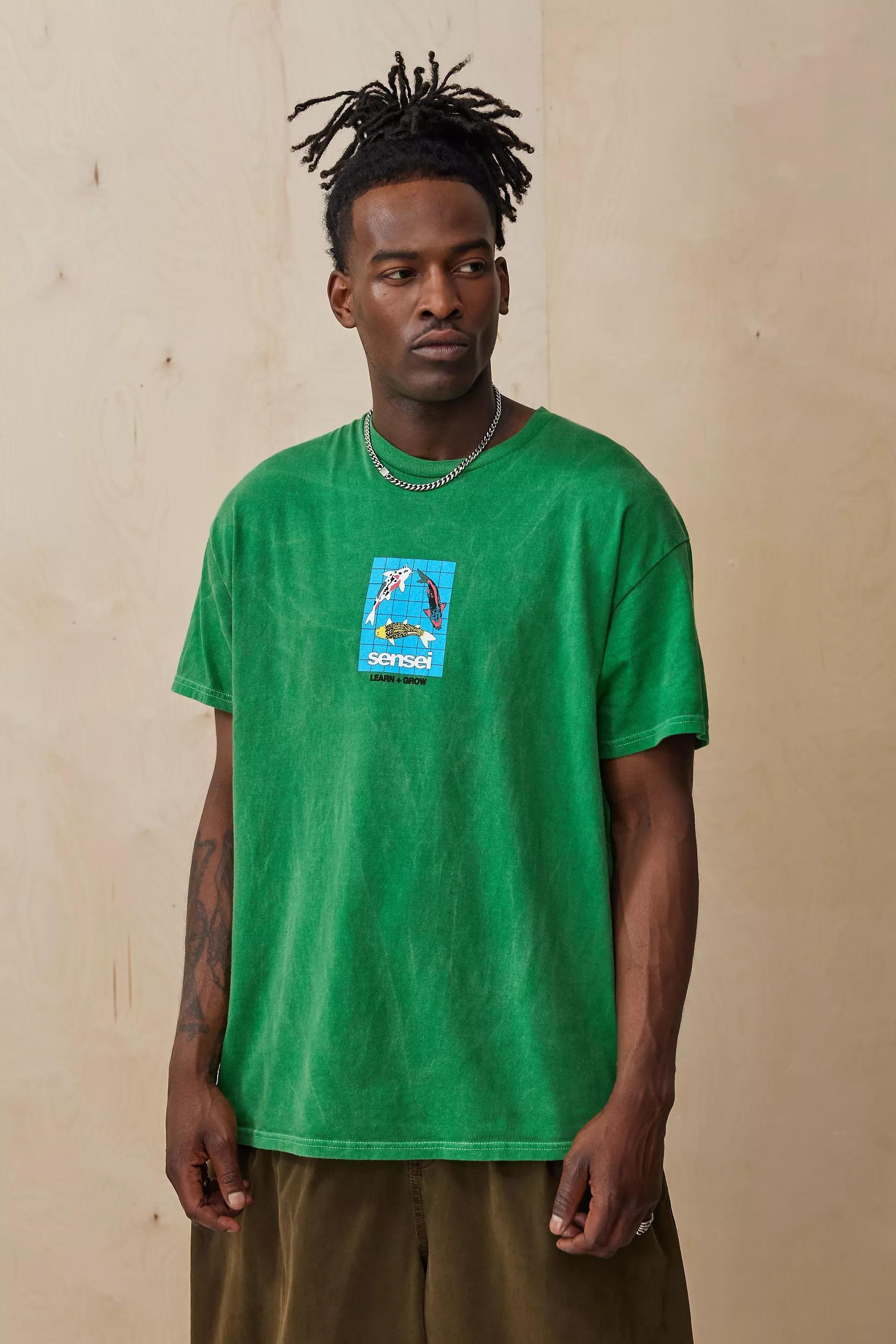 Green Uo White Fish Sensei T-Shirt, , large image number 0