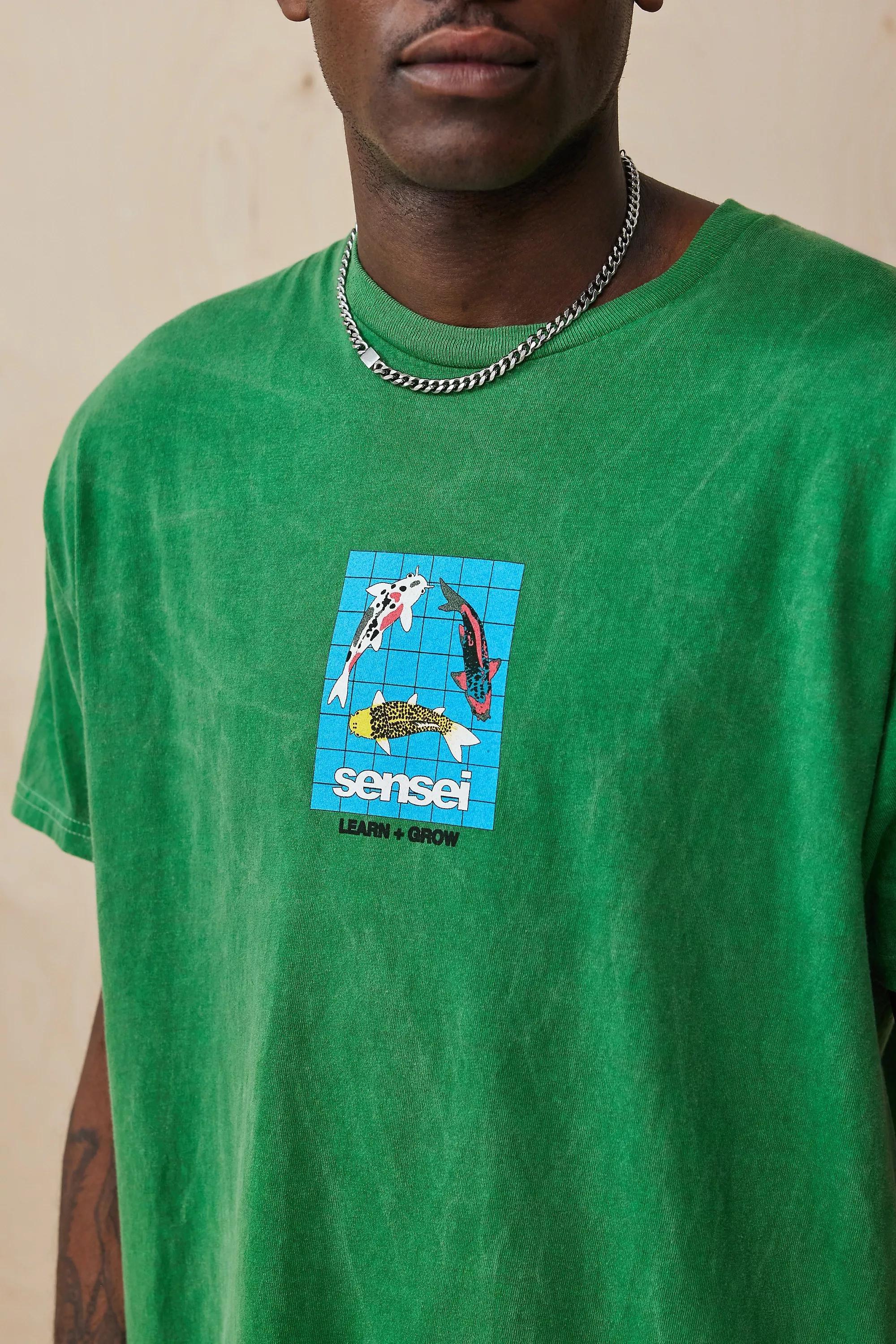 Green Uo White Fish Sensei T-Shirt, , large image number 1
