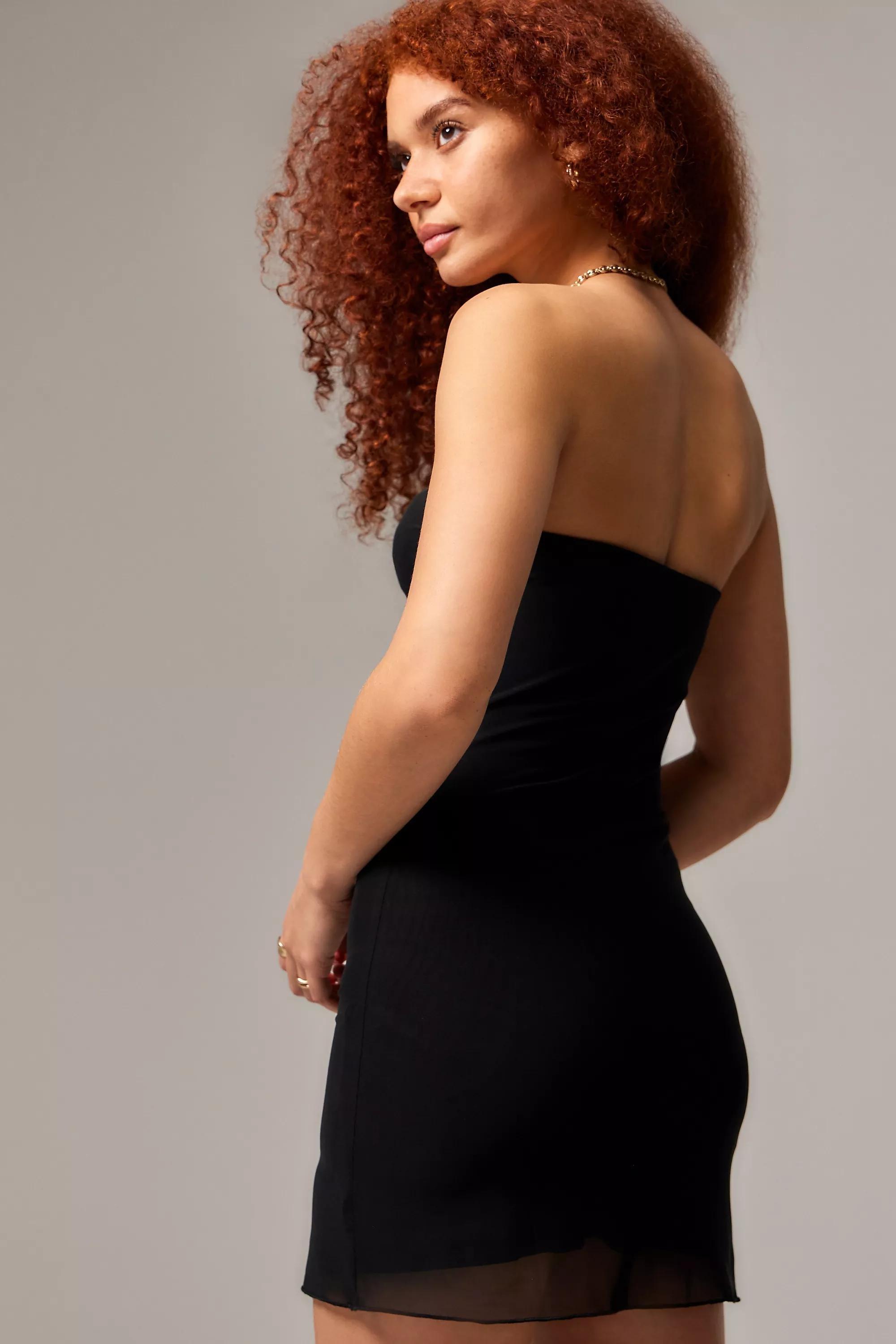 Black Silence + Noise Alix Mesh Mini Dress, BLK, large image number 3
